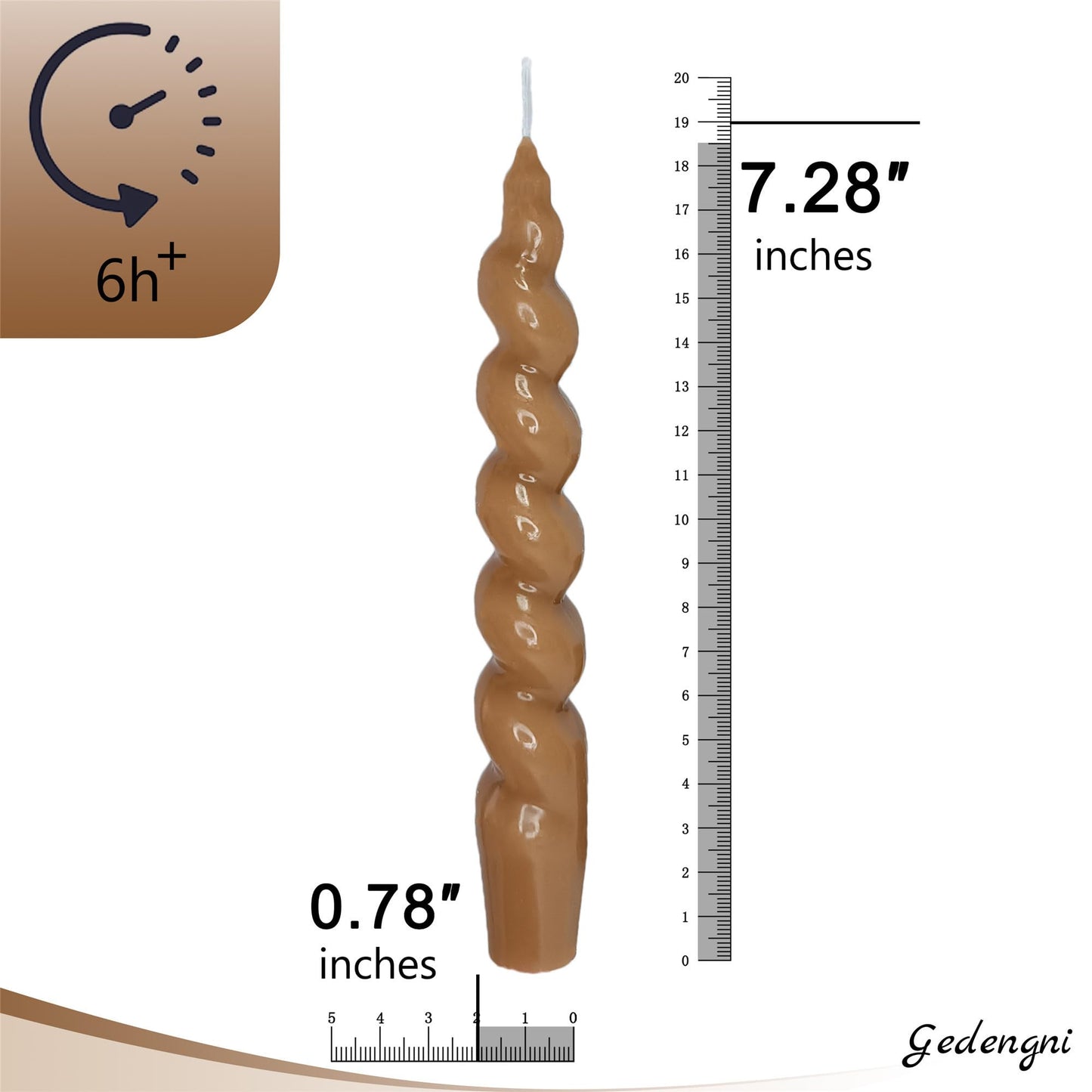 Gedengni Brown and White Taper Candle Brown Candlestick,8pcs Cute Candle Sticks Short Twisted Candlesticks Fancy Tapered Candles for Home Décor Weddings Holiday Women Gifts