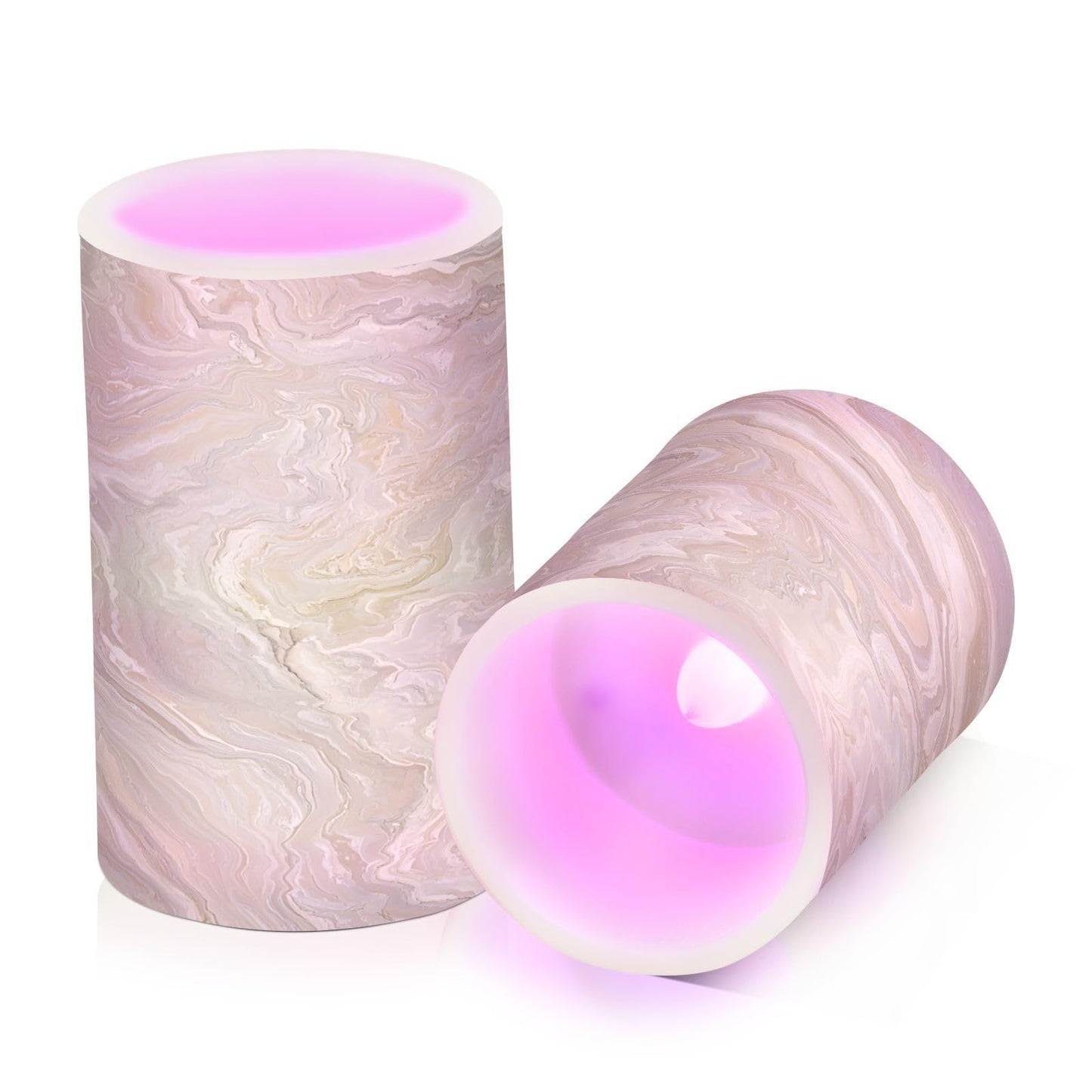 BOENLE Flickering Flameless Candles, Gold Tile Marble LED Candles with Remote Timer, Set of 2 Battery Operated Candle for Valentine Wedding Birthday