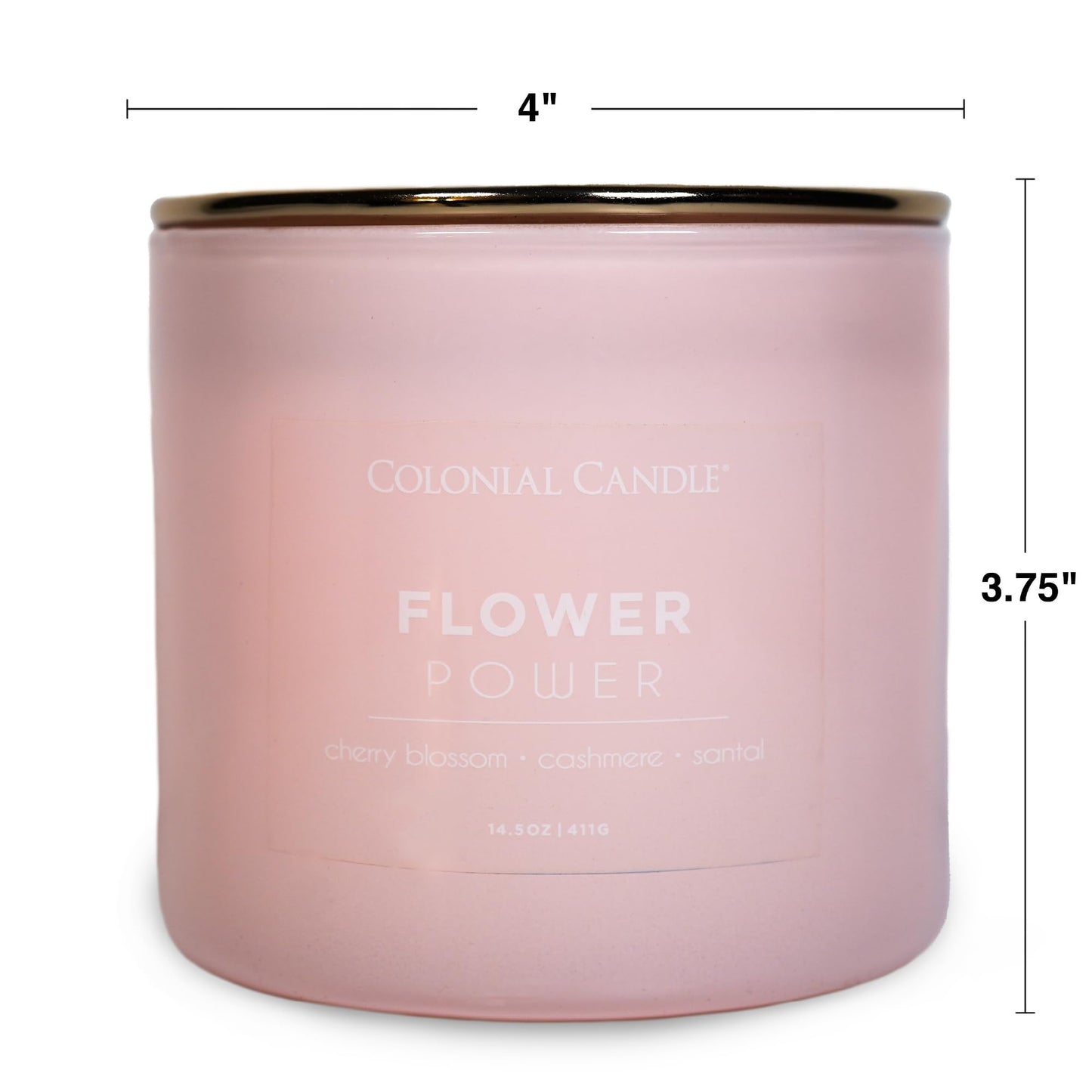 Colonial Candle Flower Power Scented Jar Candle, Pop of Color Collection, 3 Wick, 14.5 oz - Up to 60 Hours Burn