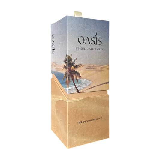 Oasis Pearled Sand Candle - 18oz Sand Wax, Refillable, Scented & Unscented Luxury Candle with 30 Wicks, Up to 120 Hours Burn Time (Salndalwood Vanilla)