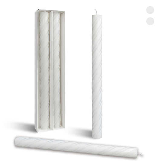 Dripless Twisted Taper Candles White Unscented Tall Candlesticks 10 Inch Smokeless Long Lasting Burn Candles Dinner Candle Sticks for Holiday Art Home Decor 2 Pcs