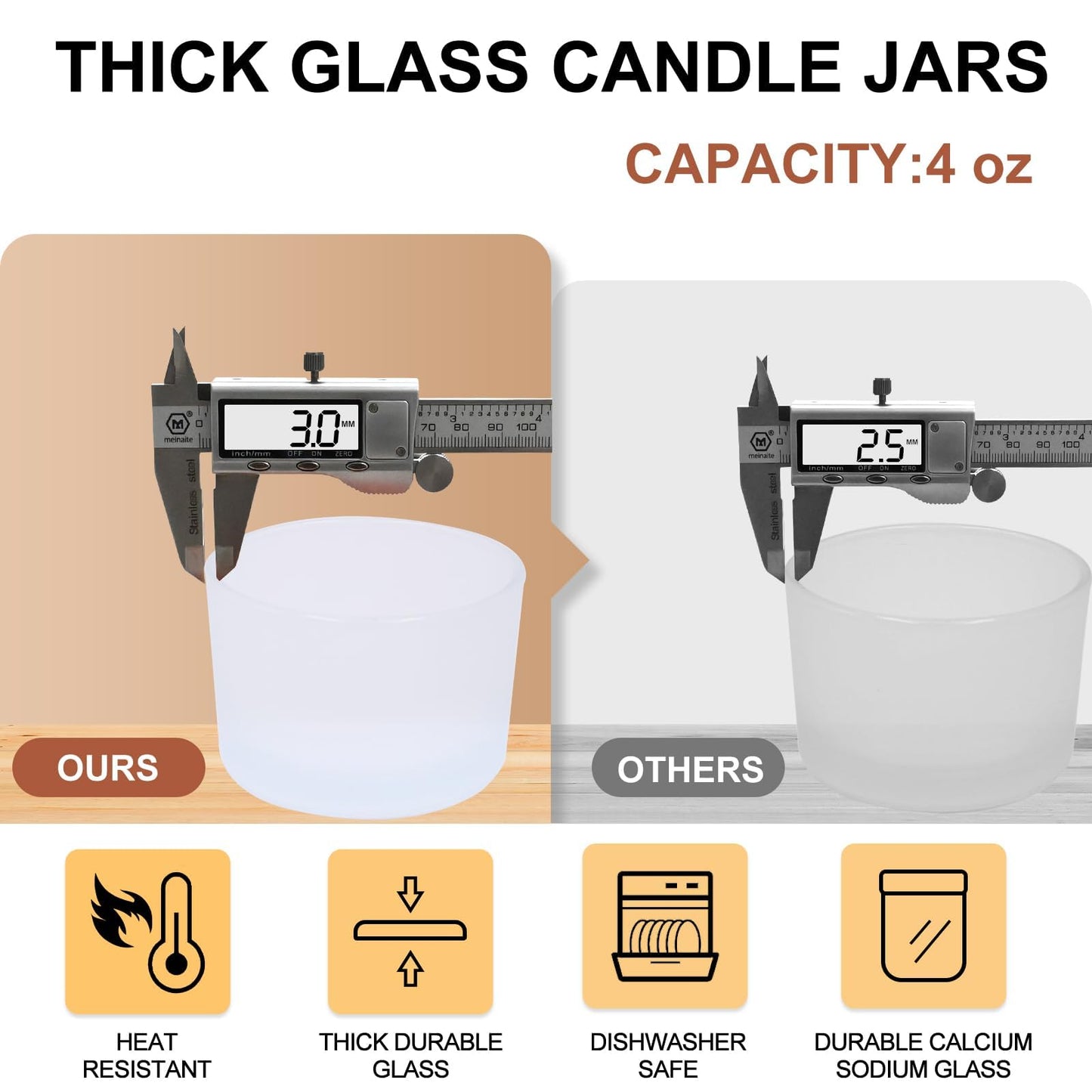SHOWIN Thick Candle Jars for Making Candles 20 Pcs, 4 OZ Empty Jars with Wood Lids for Candle Making, Sample Container, Frosted White