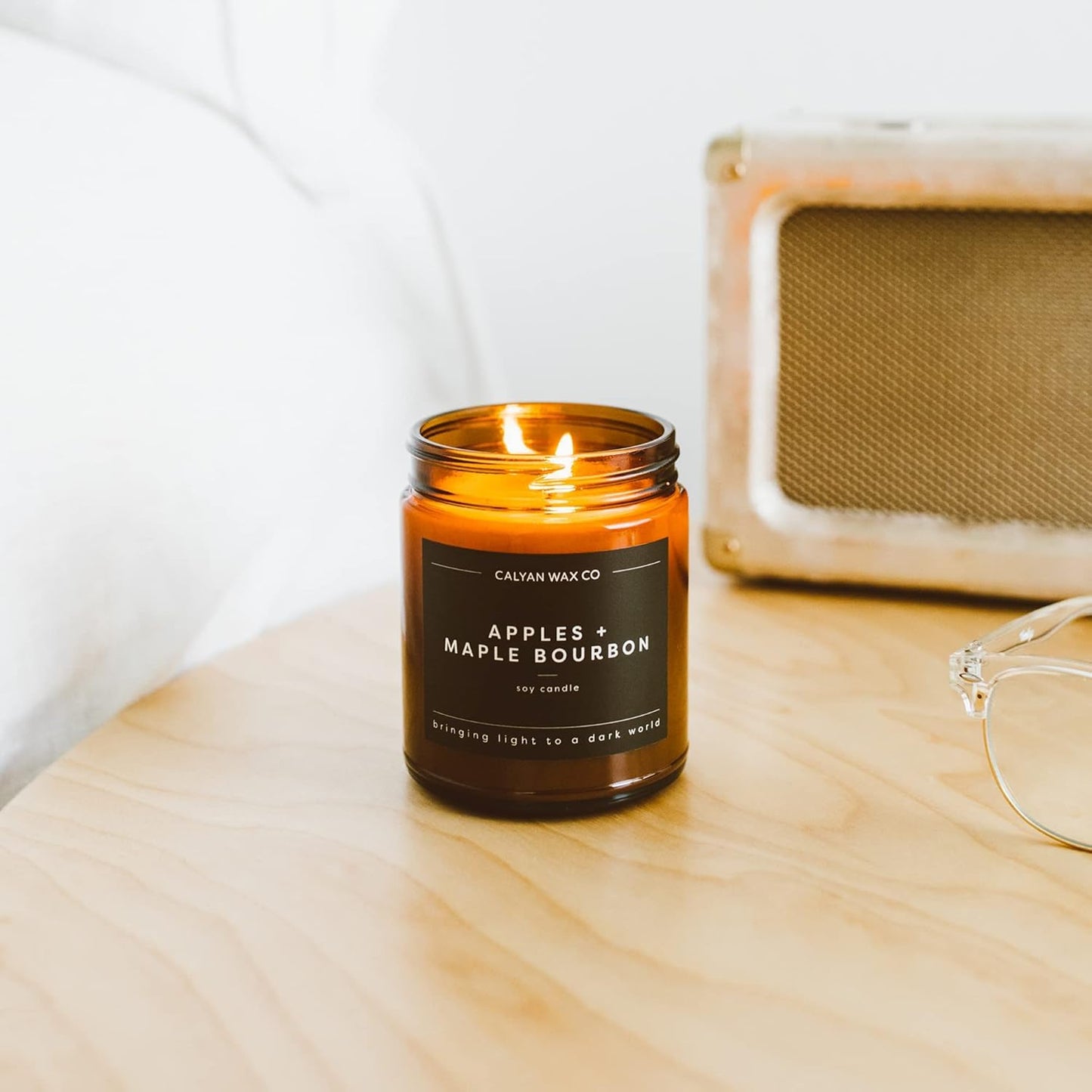 Calyan Wax Co. Palo Santo & Cypress Scented Candle - 57 Hour Burn - Luxury Clean Soy Wax Candles - Long Lasting Amber Glass Jar Candle for Home - 7.2oz
