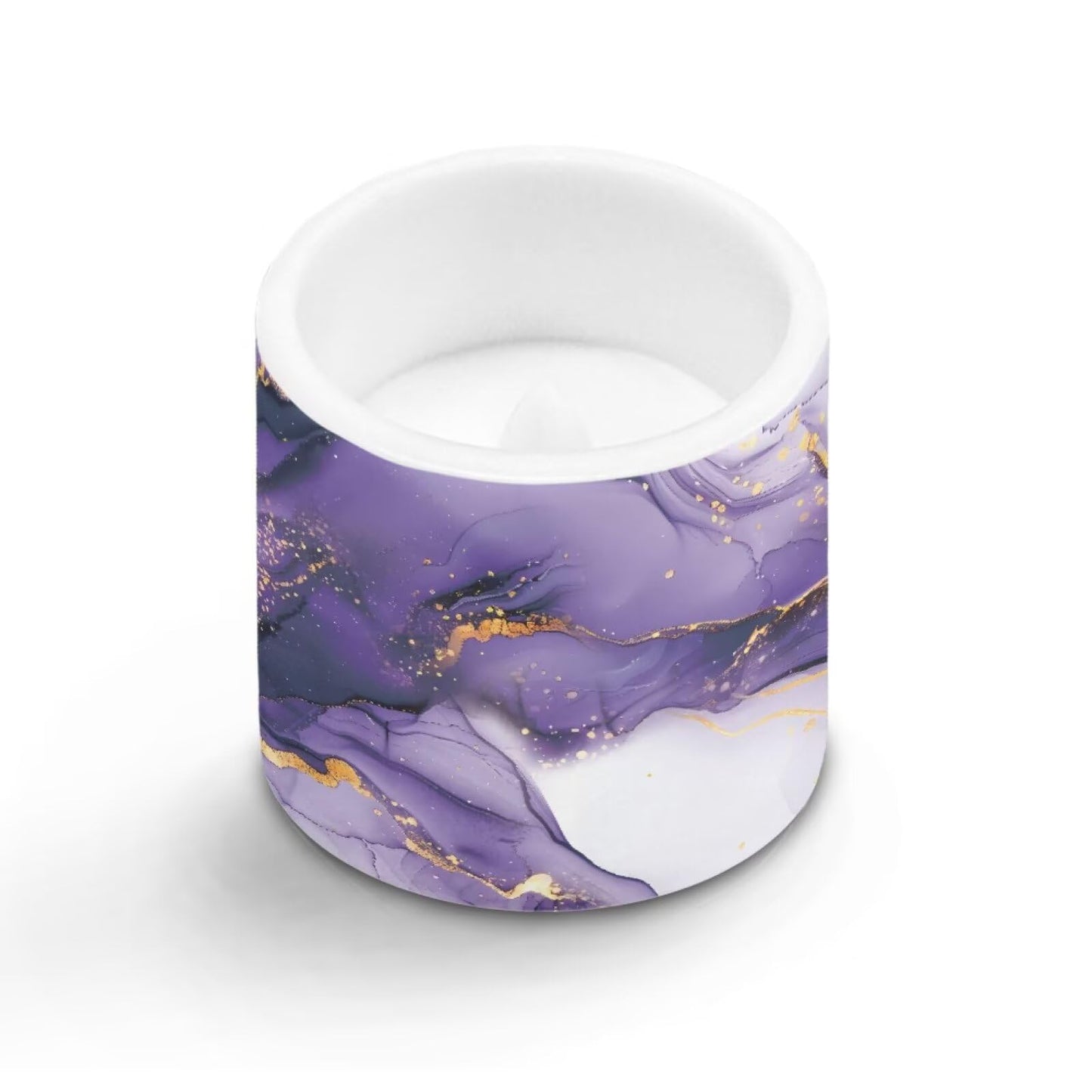 NETILGEN Purple Marble Print 3 inch Flickering Color Changing LED Candles Set of 4 Flameless Eletric Pillar Candles with Remote Timer Control Home Party Decor