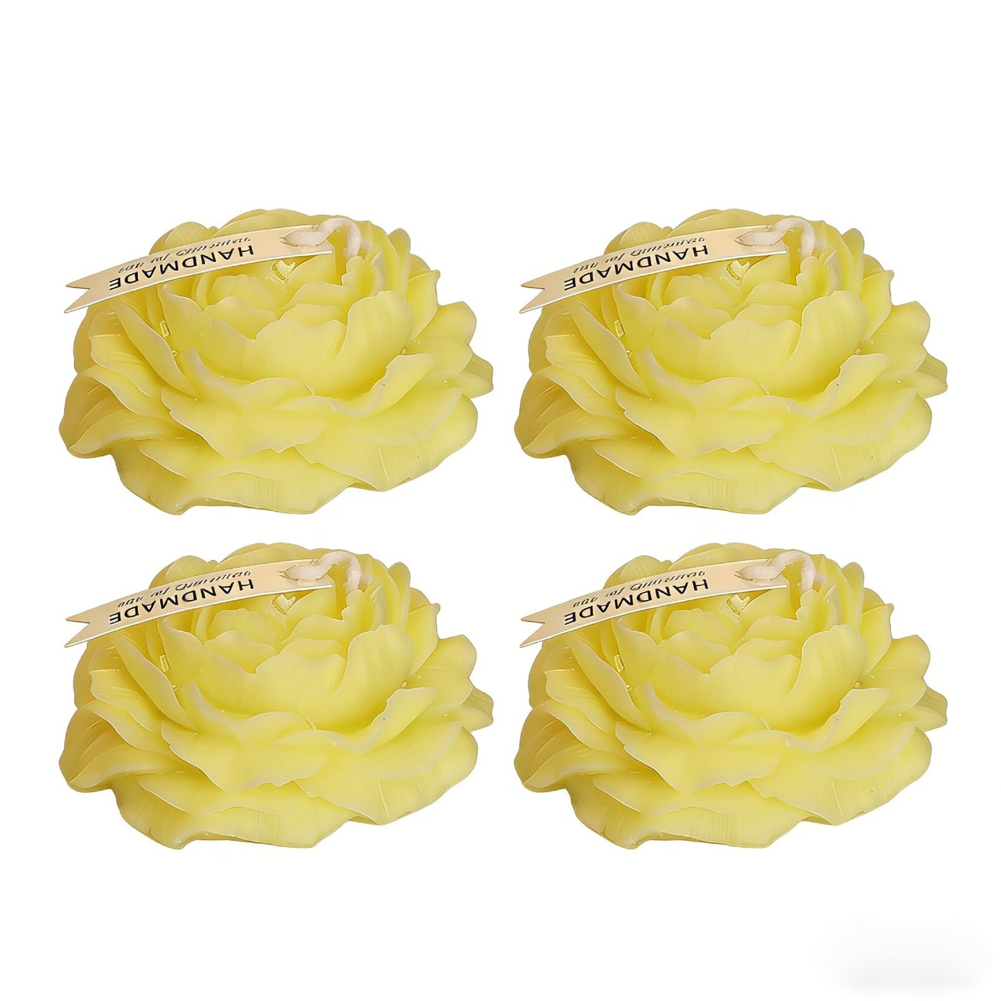 Scented Candles Set for Women Mom,4 Pack Aromatic Peony-Shaped Candle Ornament for Home,White Soy Candles for Living Room and Bedroom, Birthday Gifts Valentines Day Candle - English Pear and Freesia