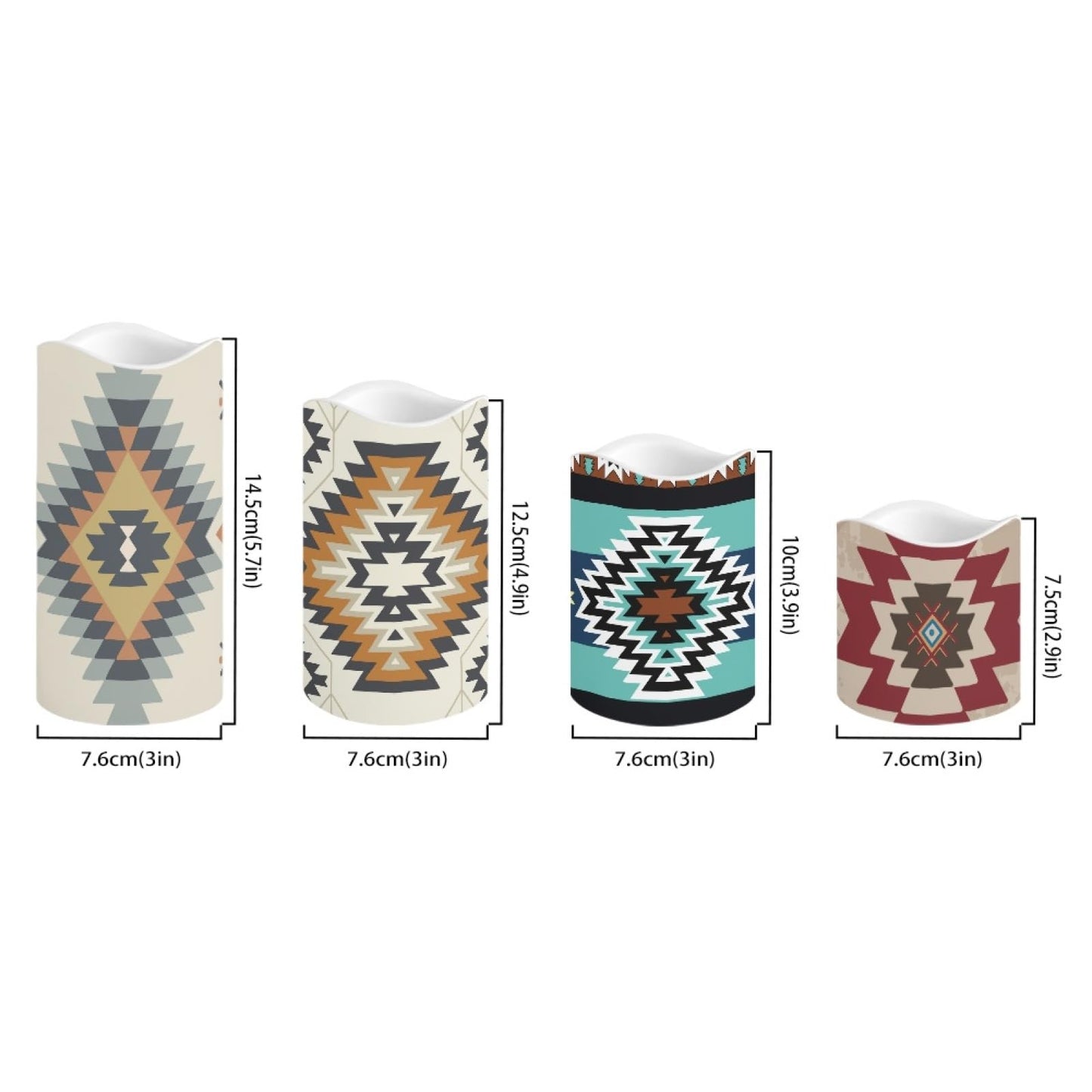 Psesaysky Aztec Flameless Candles Fake Pillar Candles LED Battery Operated Flameless Candles with Remote Color Changing & Timer Ambient Lighting 4 Packs