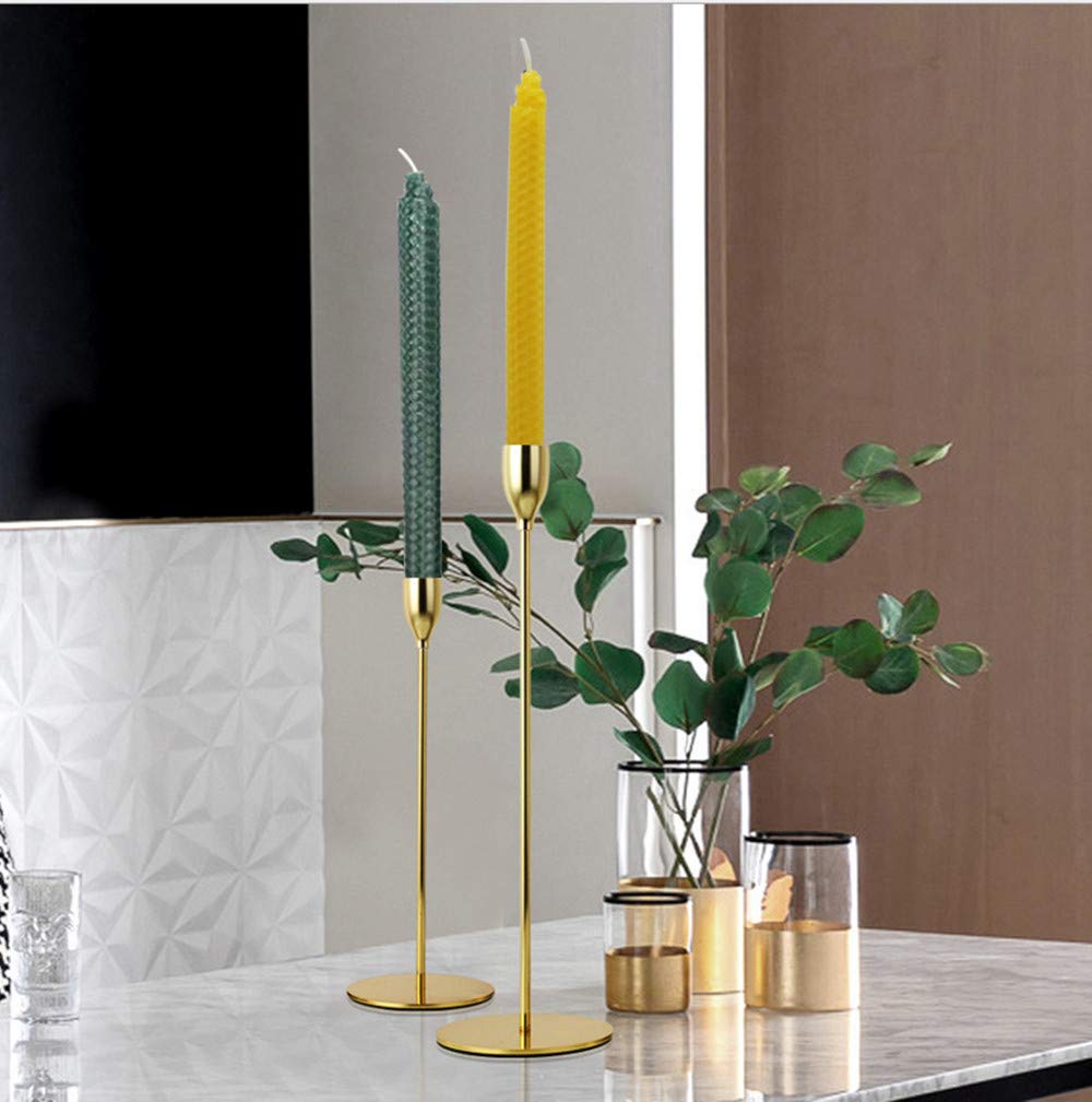 7 Pairs 100% Pure Beeswax Handmade Taper Candles, 9 Inch Smokeless Dripless Wax Candles, Beeswax Candle for Home Gift Ideas - Cool Color Set