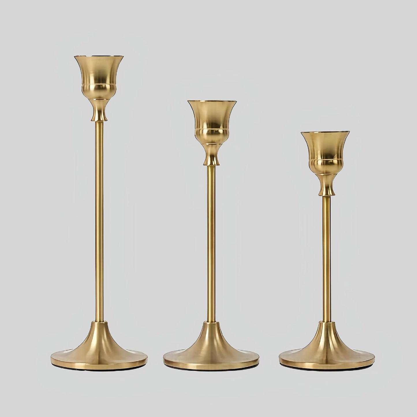 Candle Holders: Set of 3 Gold Candle Stick Holders - Metal Candlestick Holders for Home Christmas Wedding Table Centerpiece Mantle Decor (Golden Cup)