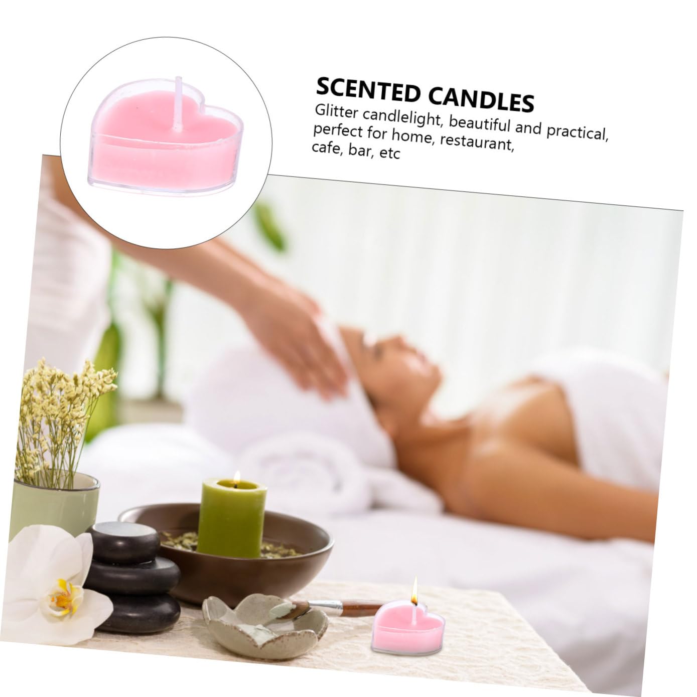 Healifty 9Pcs Heart Shaped Smokeless Tea Wax Candles Pink Rose Scented Aromatherapy Multi Use Romantic Decor for Birthday Wedding Christmas and Festival Ambiance