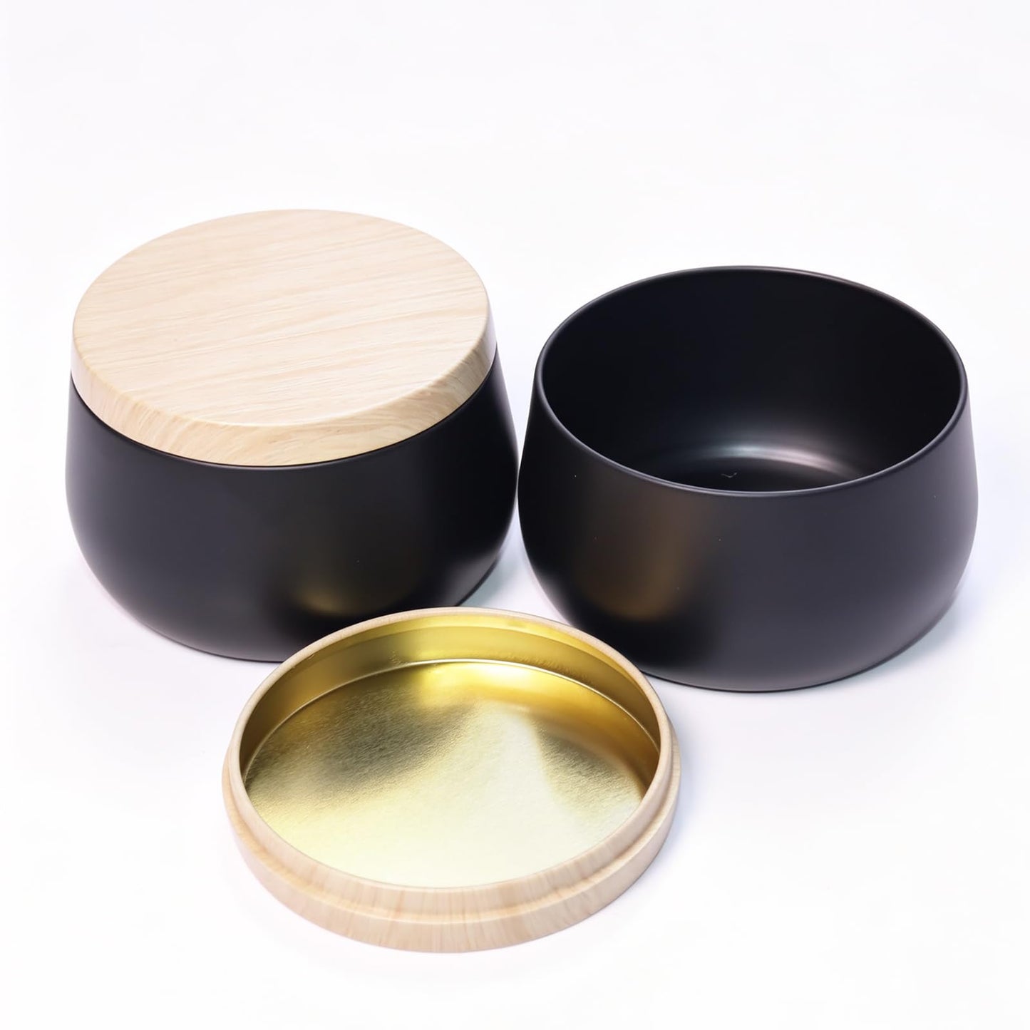 24 Pack 8 oz Candle Tins, Matte Black Metal Candle Jars with Wood Grain Lids, Empty Candle Containers Bulk for Candle Making Supplies, DIY Crafts, Storage & Gifts, Shatterproof Travel Vessels