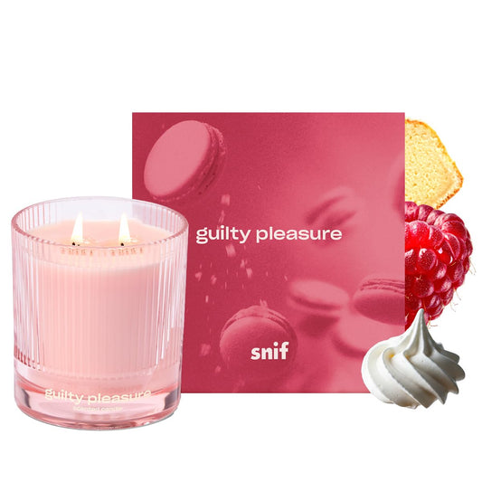 Guilty Pleasure Luxury Scented Candle by Snif, Valentine's Day, Warm and Calming, 50+ Hours, 100% Cotton Fiber Wicks, Soy Wax Blend, Non-Toxic, Vegan, 8.5 oz