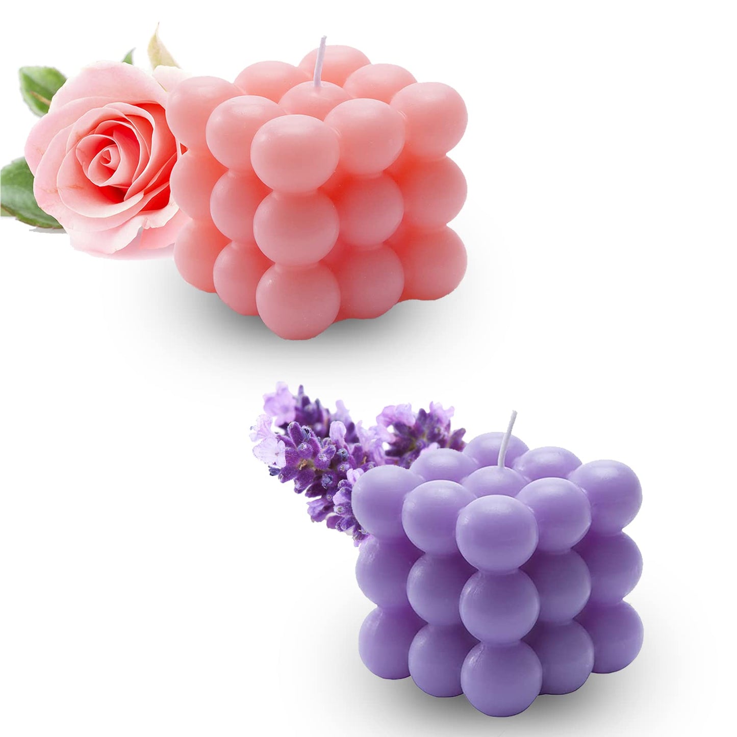 Carol Cao Bubble Candle - Cube Soy Wax Candles, Home Decor Candle, Scented Candle Set 1 Pieces, Home Use and Gifting (Purple) Christmas Gifts