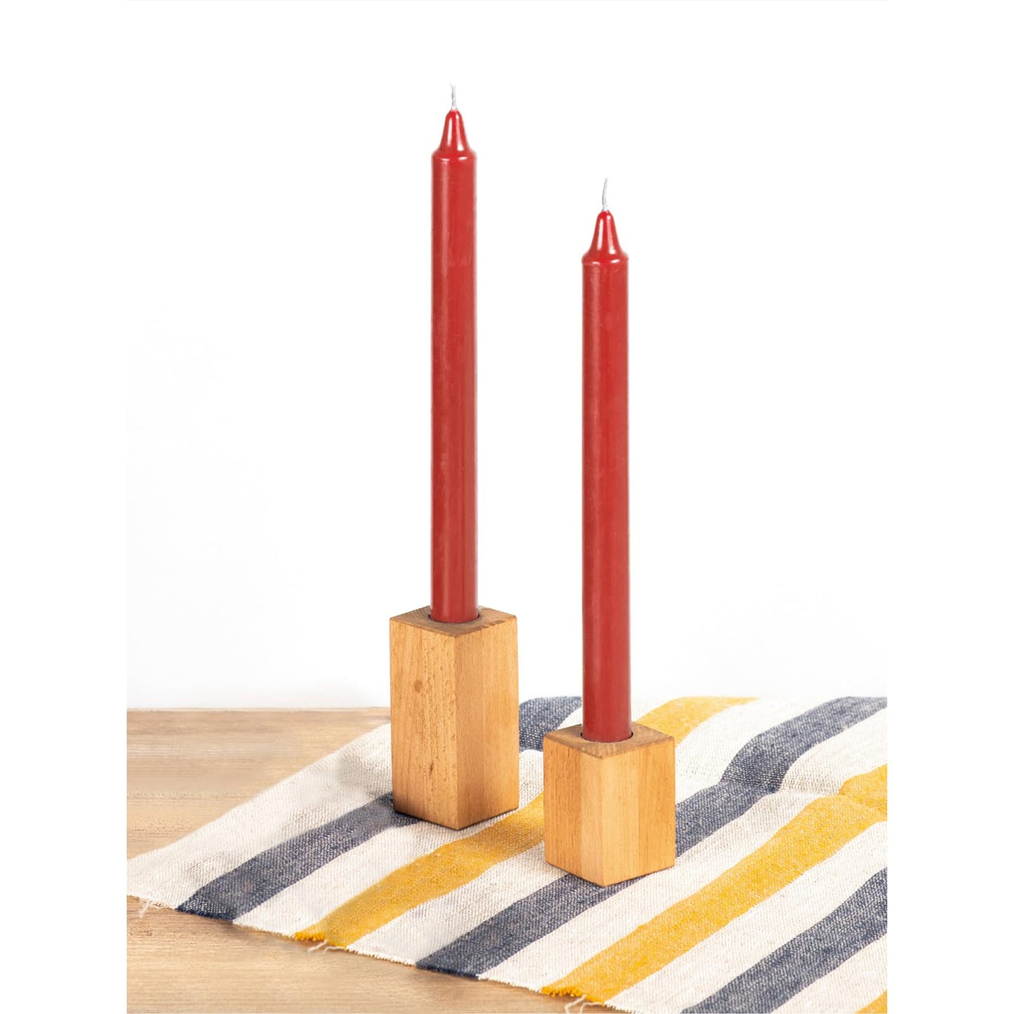 CANDWAX Red Taper Candles Pack of 4 - Slow Burning Dripless Unscented Straight Candles 10 inch - Ideal for Dinner Table - Smokeless Long Candlesticks