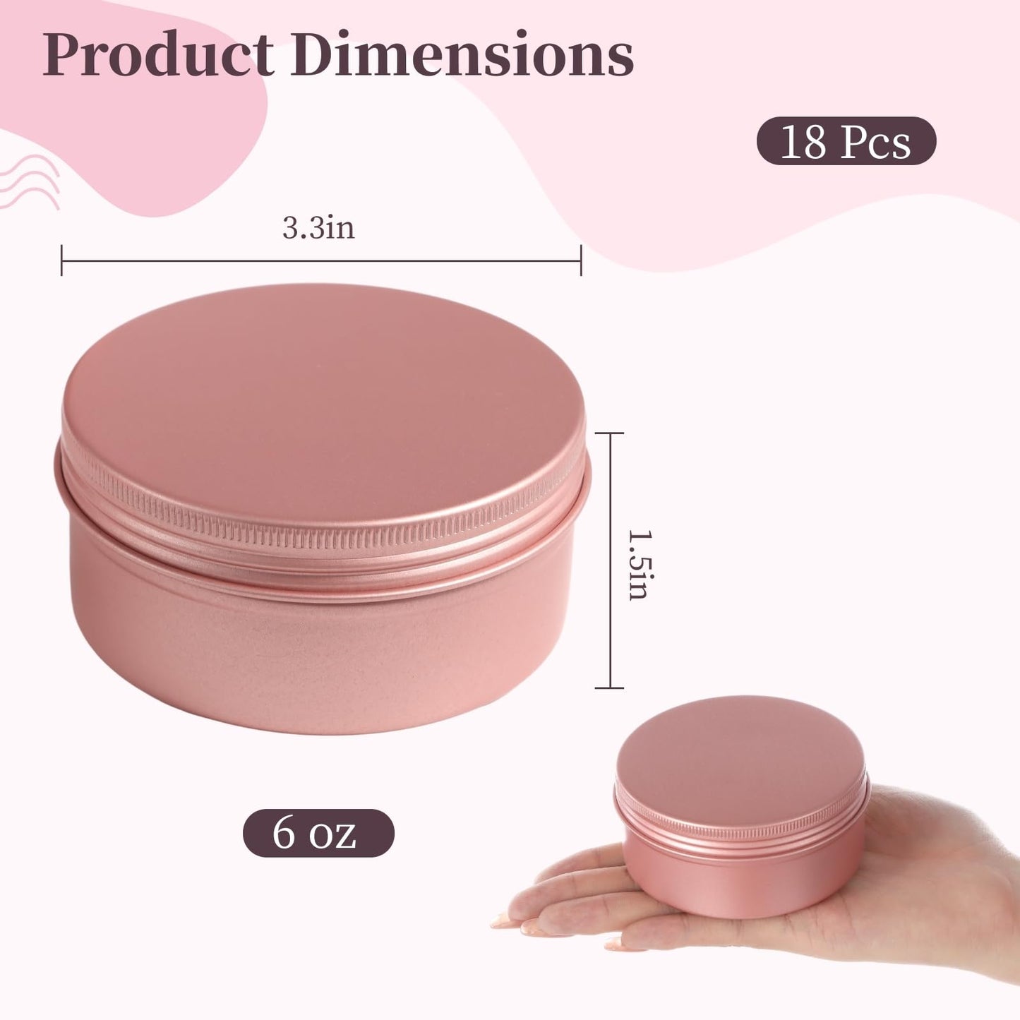 Deskium 18 Pack Aluminum Metal Tins, 6 Oz Round Candle Tins With Screw-Top Lids, Travel Storage Containers For Spices, Cosmetics, Candles