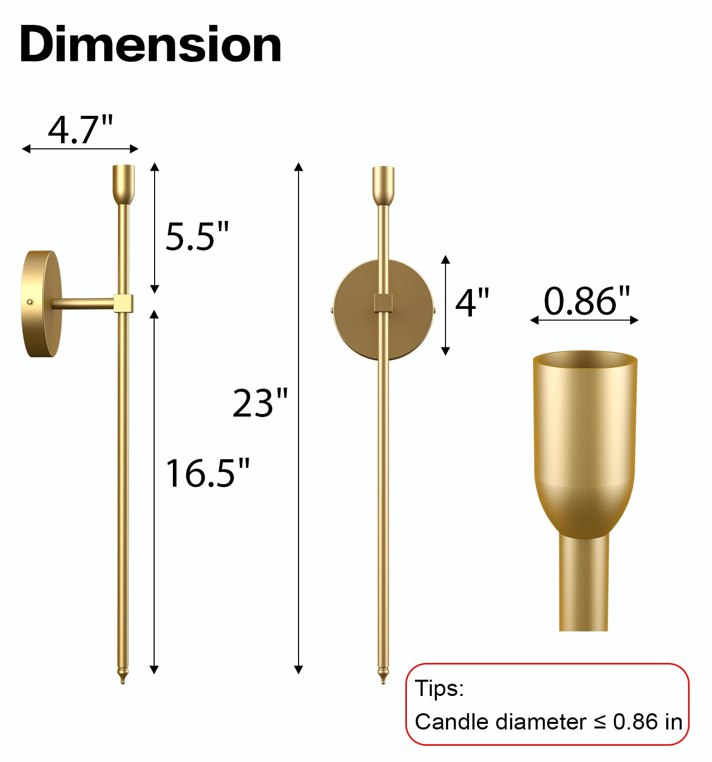Wall Candle Sconces Set of 2, Large Gold Scepter Gothic Design Metal Wall Candle Holder, Home Wall Decoration for Living Room, Bathroom, Dining Room