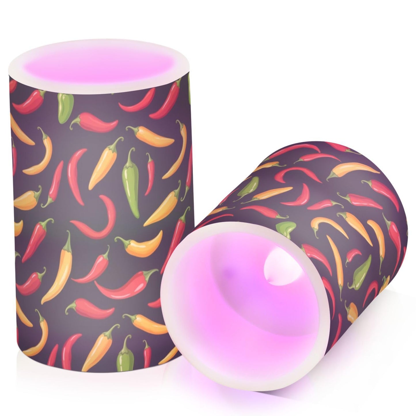 Pigsaly Flameless Candles Battery Operated Spicy Vegetables Hot Pepper Chilli Flickering Led Pillar Candles with Remote Control Colour Changing Warm Light Candles for Halloween Christmas Wedding
