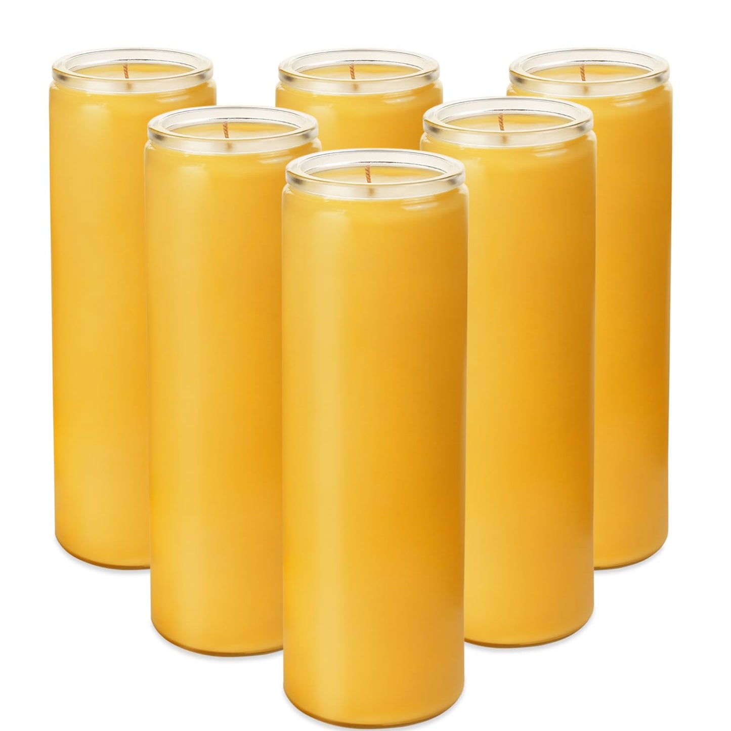 7 Day Pure Beeswax Devotional Prayer Candles - 6 Pack - Unscented Yartzeit Candle in Glass Container for Vigils, Blessings, Memorial, Yom Kippur & Religious Ceremonies
