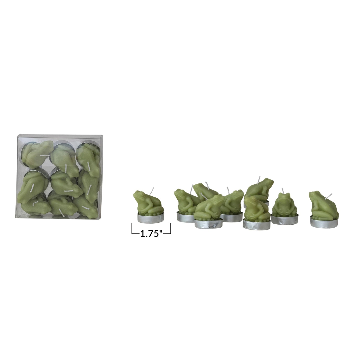 Creative Co-Op Frog Shaped Unscented Tealights, Light Green, Set of 9
