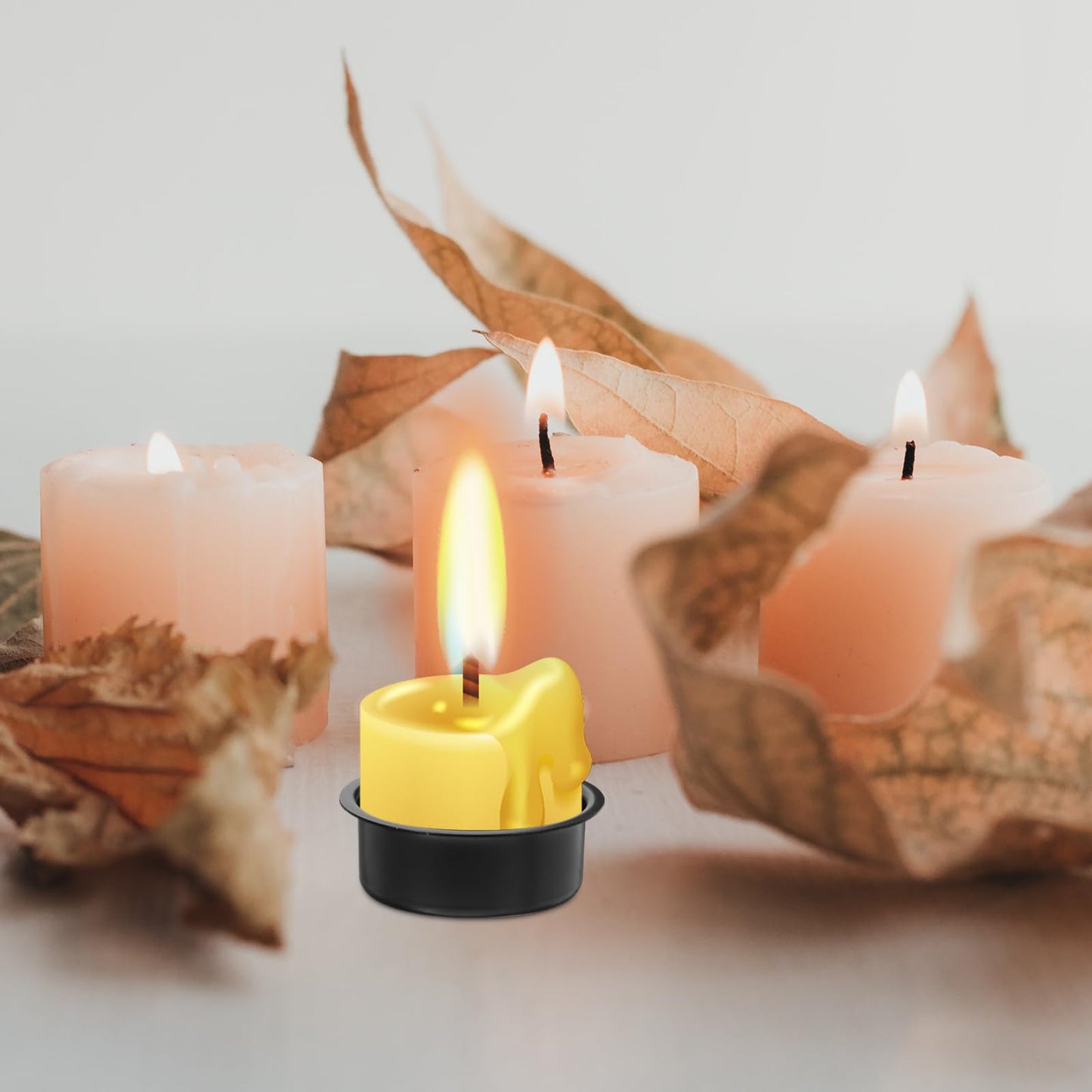 ARTIBETTER 4Pcs Halloween Metal Candle Cups - Iron Tealight Candle Holders for Party Decoration, Household Decor, Rustic Wedding, Christmas, 1.61x1.61x0.66in