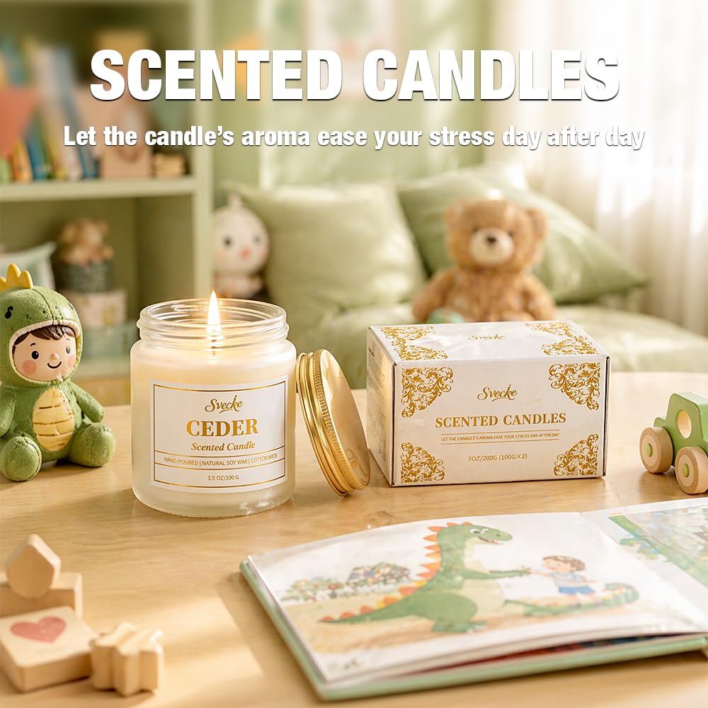 SVECKE Scented Candles Set, 7 oz 2 Pack Soy Wax Jar Candles, Home Aromatherapy Candle Gift Set for Women Men, Candle Gifts for Birthday Housewarming New Home