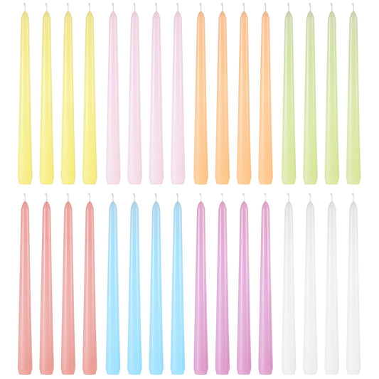 MTLEE 16 Pcs Long Taper Candlestick Bulk 10 Inch Colorful Tapered Candle Smokeless Unscented Candlestick Paraffin Wax with Cotton Wick for Dinner Wedding Party Church Home Decor (Macaron)