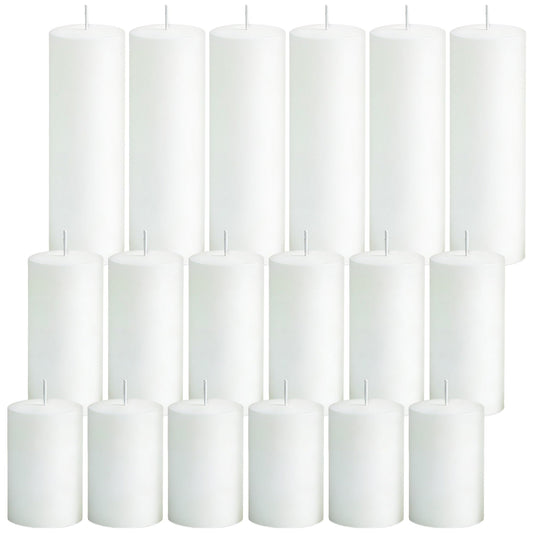 SDBALLBZ 18 Pcs White Pillar Candles Bulk Set, 2x3” 2x4” 2x6” Paraffin Hurricane Candles, Unscented Dripless Smokeless, Long Burning for Party Wedding Events Home Decor