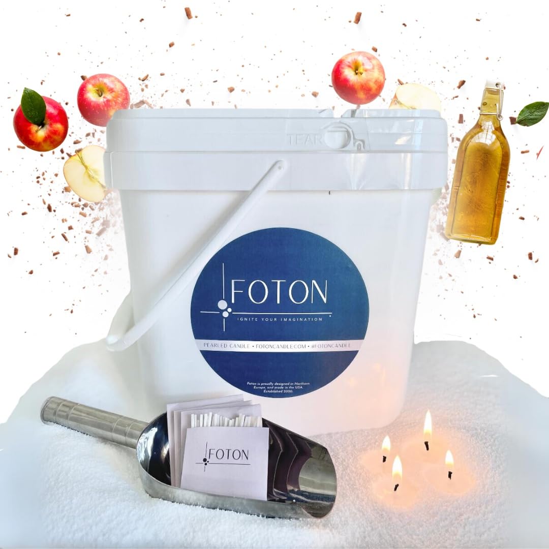 Foton Pearled Candle 9lb - Bulk Snowy Cider Scented Non Toxic Luxury Long Lasting Powder Wax Sand Candles - Refillable Pearl Foton Candle Sand with 100 Wicks for Candles Making