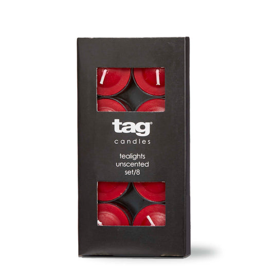 tag Color Studio Tealight Candles Set of 8 Cranberry Smokeless Paraffin Wax Burn Time 3 Hrs Cranberry