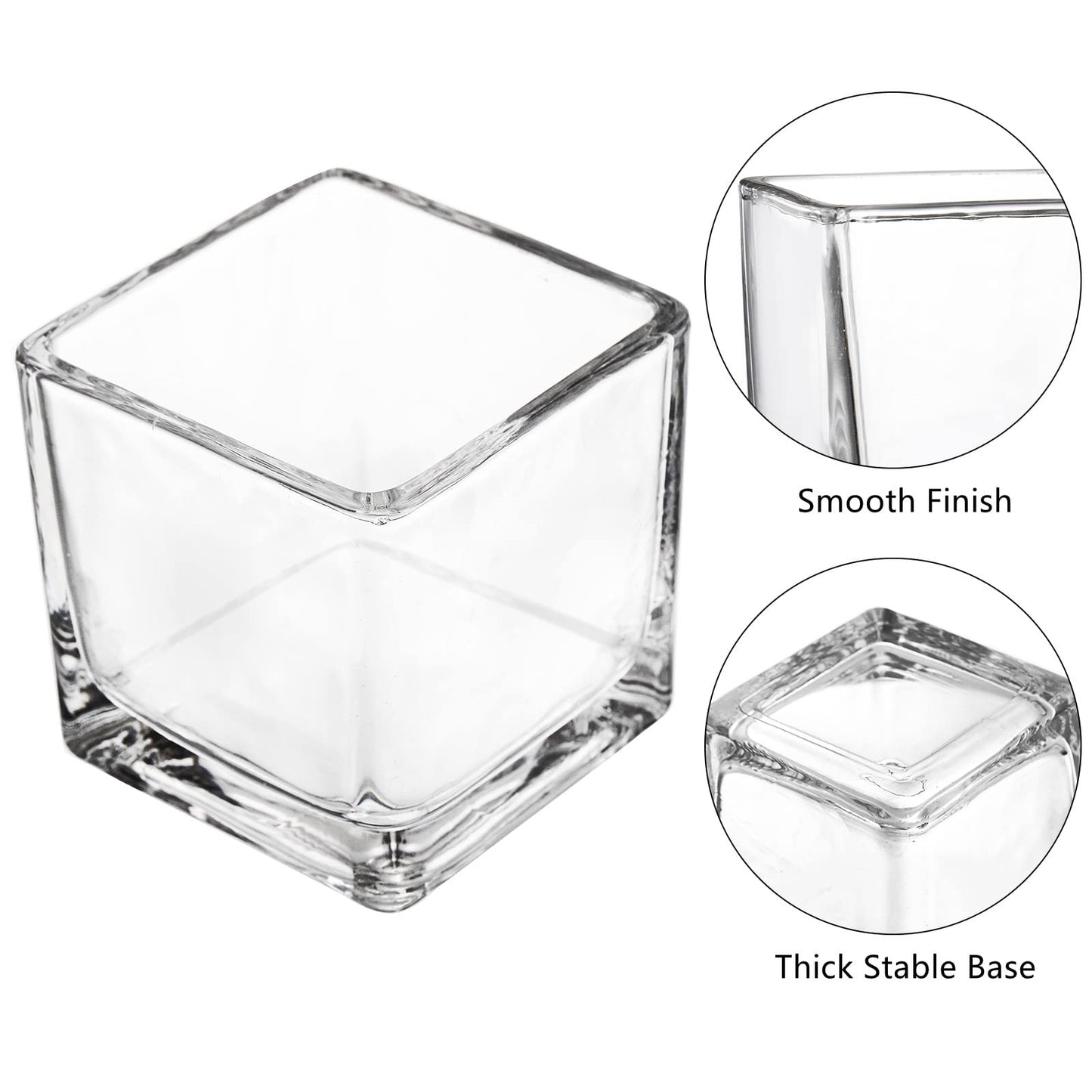 ZEAYEA Set of 18 Small Square Glass Vase, 2.4" x 2.4" Clear Cube Vase for Wedding Centerpieces Home Party Decoration, Square Glass Votive Candle Holder