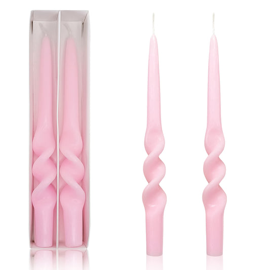 Spiral Taper Candles Smokeless Pink Twisted Candlestick Unscented Dinner Spring Candle Stick Odorless Candles for Home Decor Relaxation Wedding