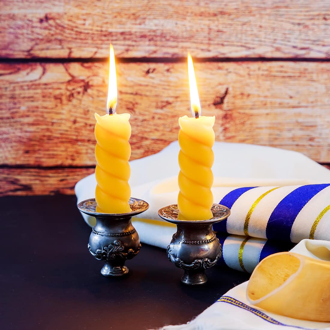 DEYBBY Natural Small Spiral Beeswax Candles Set of 12, 5 inch Dripless Smokeless Twisted Pure Organic Beeswax Candle for Home Fireplace Decor Party Event Housewarming Birthday Gift