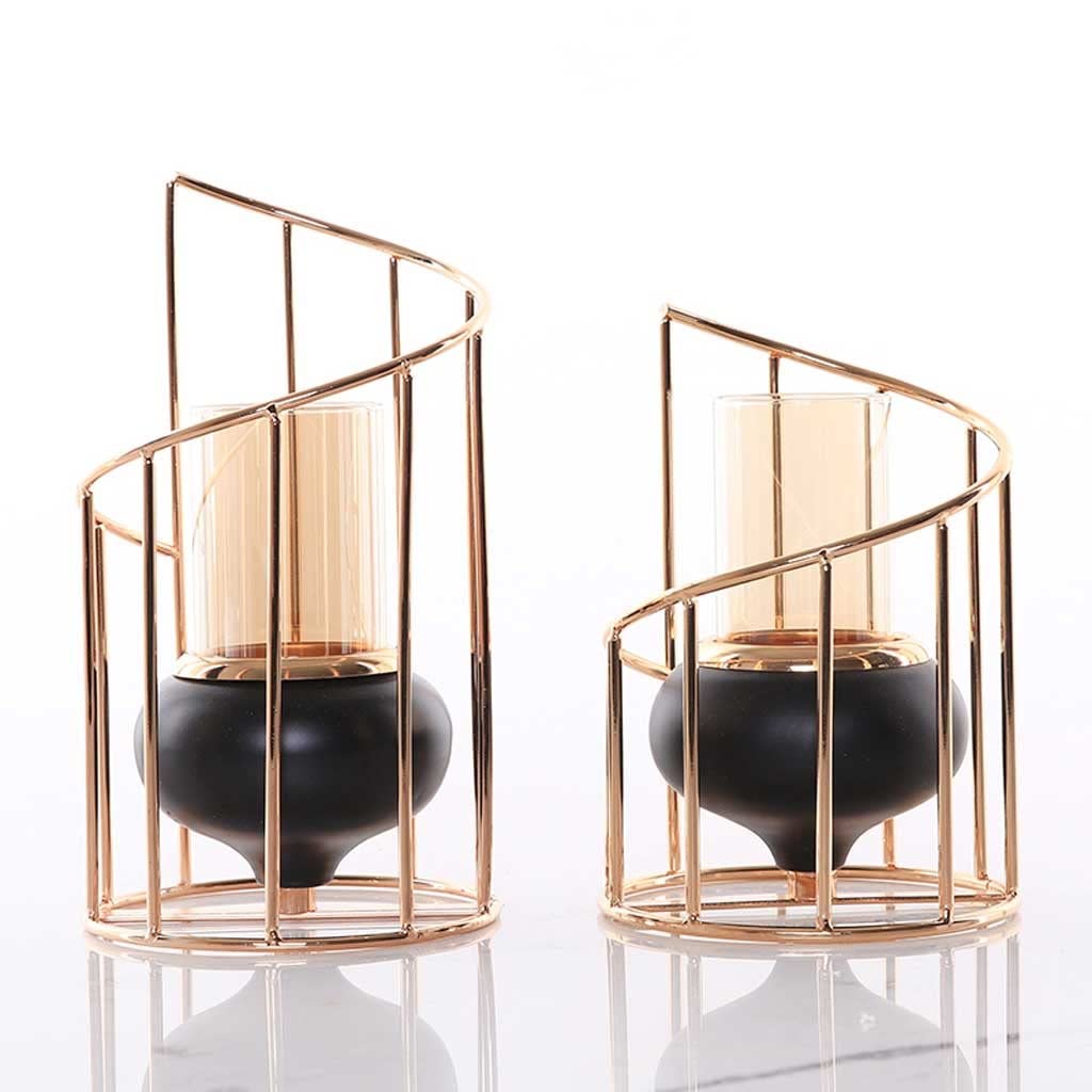 Candlestick Holders Gold Metal Candle Holder European Geometric Candlestick Romantic Candle Cup Living Room Home Decoration Wedding Centerpiece Decorative Candle Holders (Size : A)