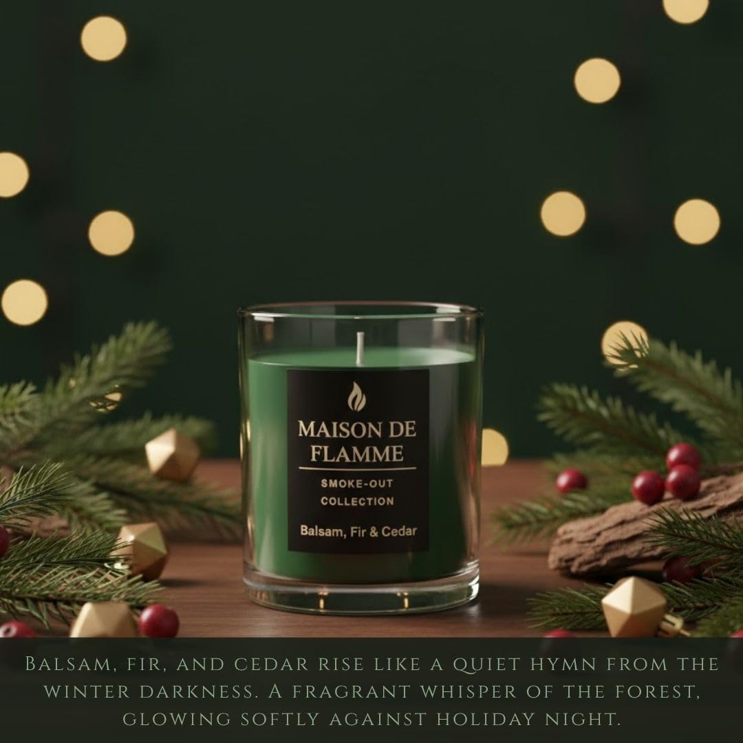 Smoke Odor Eliminating Candle – Balsam Fir & Cedar Soy Wax Candle for Kitchen, Apartment & Home Smells, Long Lasting Odor Neutralizing Scented Candle, 150g / 5.3 oz – Maison De Flamme