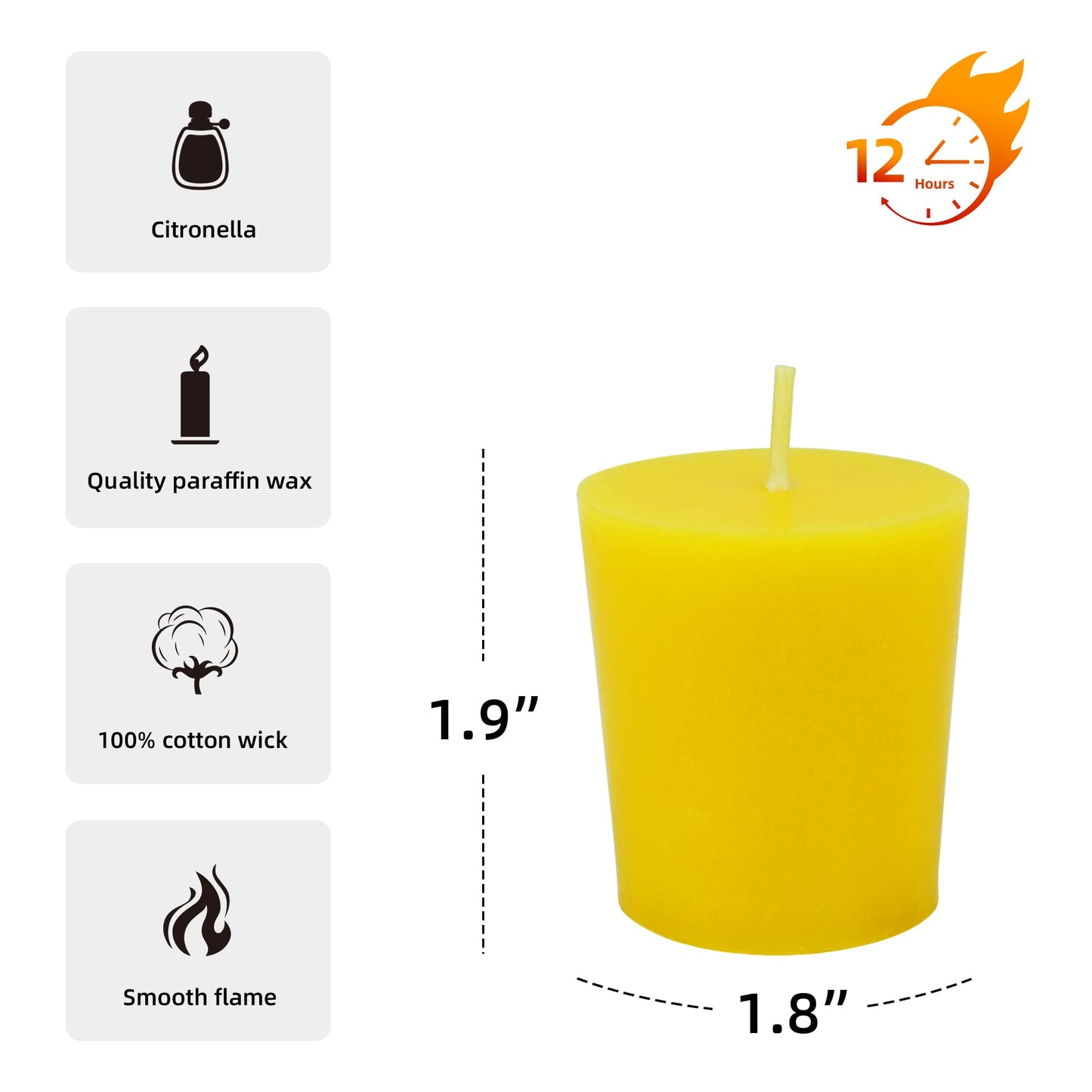 Zest Candle 12-Piece Votive Candles, Yellow Citronella