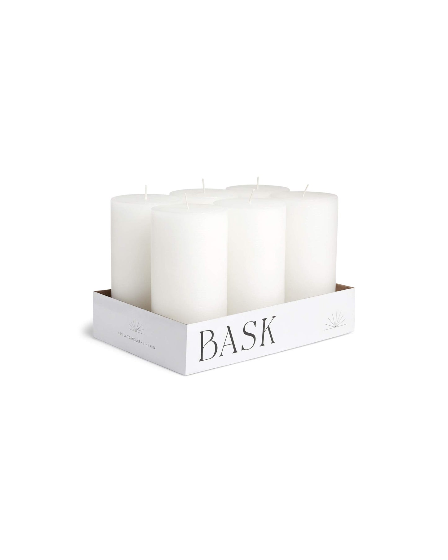 Mottled Pillar Candles by Bask - Set of 6-3" x 6" Dripless Unscented Candles in White for Home Decor, Relaxation & All Occasions