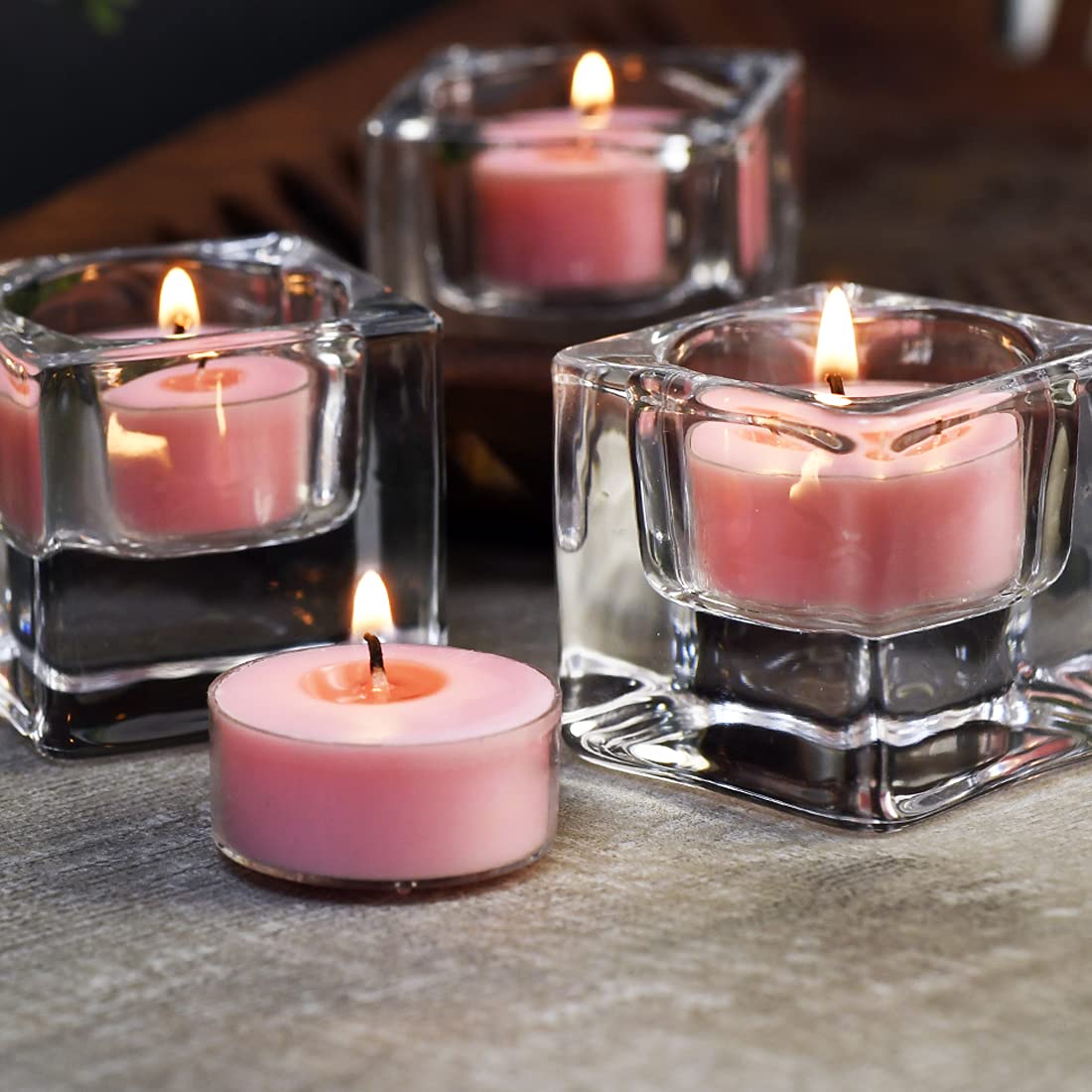 Aile Craft Lavender Scented Tealight Candles, 10pcs Natural Soy Smokeless Tea Lights Candle for Christmas Day, Home Decor, Dinner, Weddings, Party - (Round, Purple)