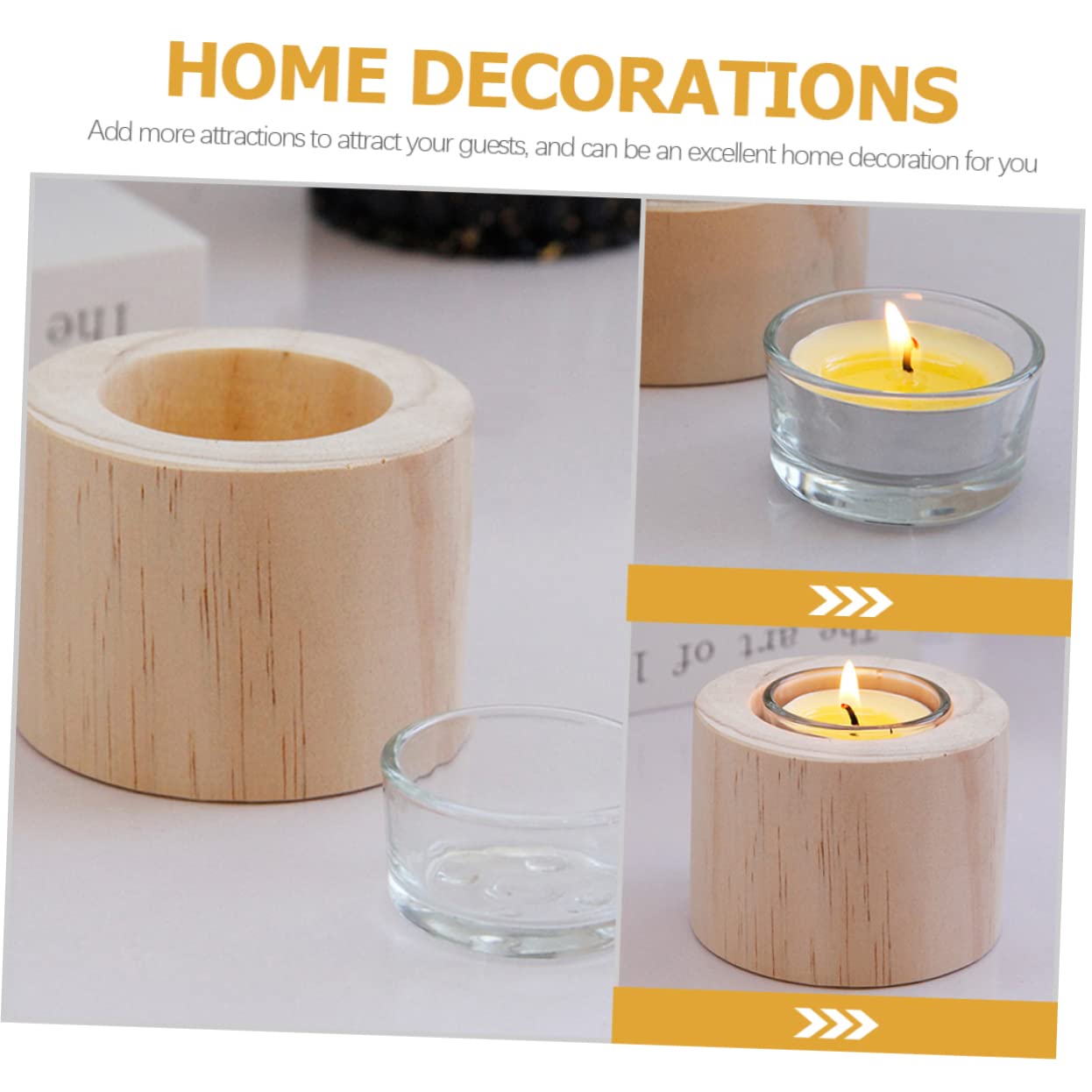 STOBAZA 3pcs Wooden Candle Holder Set Rustic Style Table Candlestick Holders for Dinner Romantic Decor for Weddings Anniversaries Valentine Day and Home Use