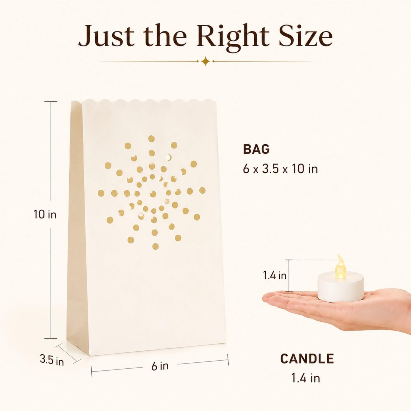 AceList 30 Sunburst Luminary Bags with Flameless Candles & Batteries - Reusable Outdoor Luminaries for Christmas Driveway, Walkway & Party - Moisture-Resistant Coated Paper Lanterns Set