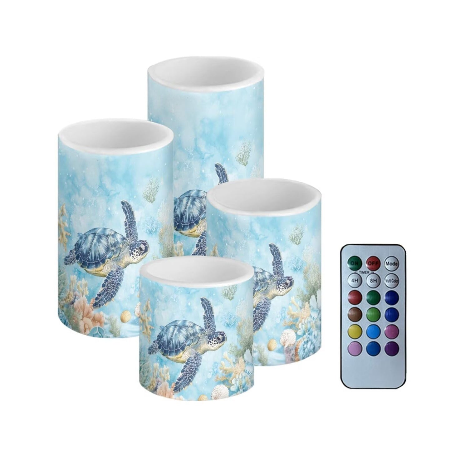 NETILGEN Undersea Turtle Decorative Flameless Candles for Home Party 4 Packs LED Battery Powered Candles with Timer Remote Control