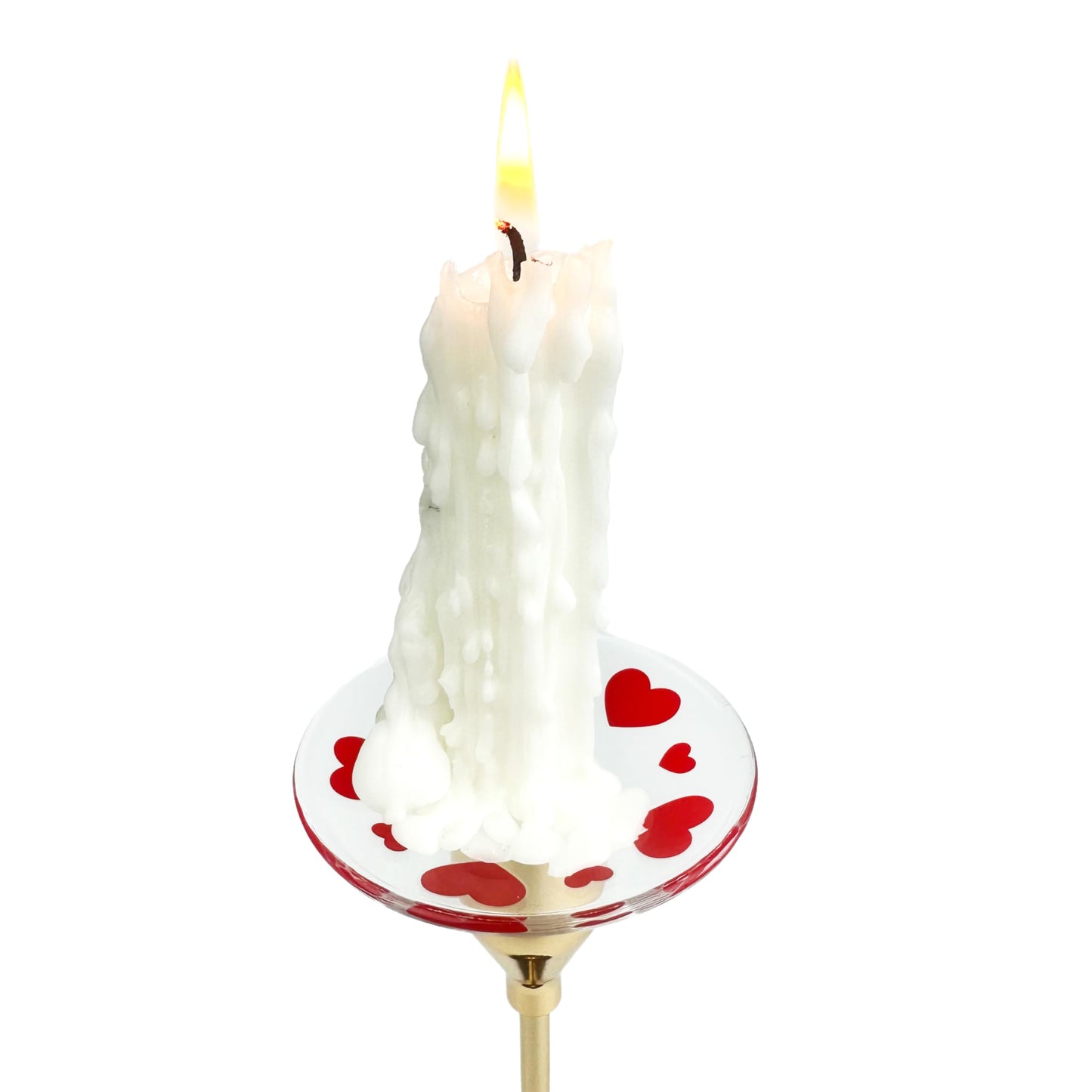 VGEUNA 4 Pieces Patterned Glass Bobeches for Candlestick Holder, Valentine's Day Hearts Design, Candle Drip Protector Guard, Wax Catcher Ring Accessories (Hearts)
