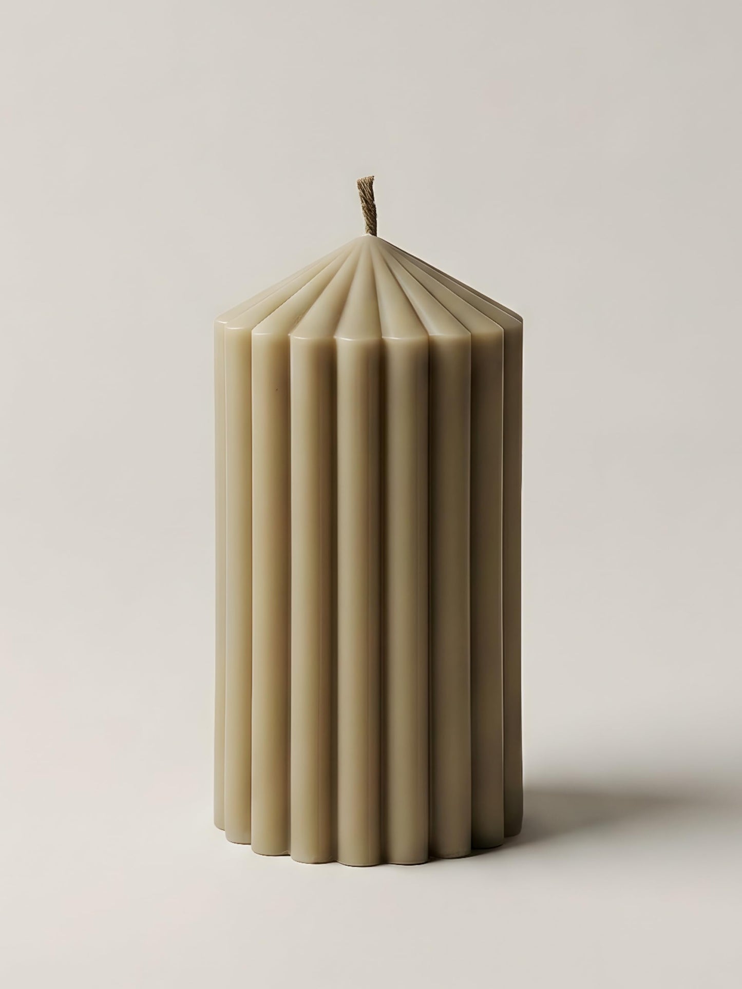 LAWA Ribbed Peak Pillar Candle - Large Beautiful Handmade Pillar Scented Soy Wax Candle Elegant Bubble Aesthetic Candle Housewarming Gift Home Room Shelf Decor Idea Olive Beige (Small)