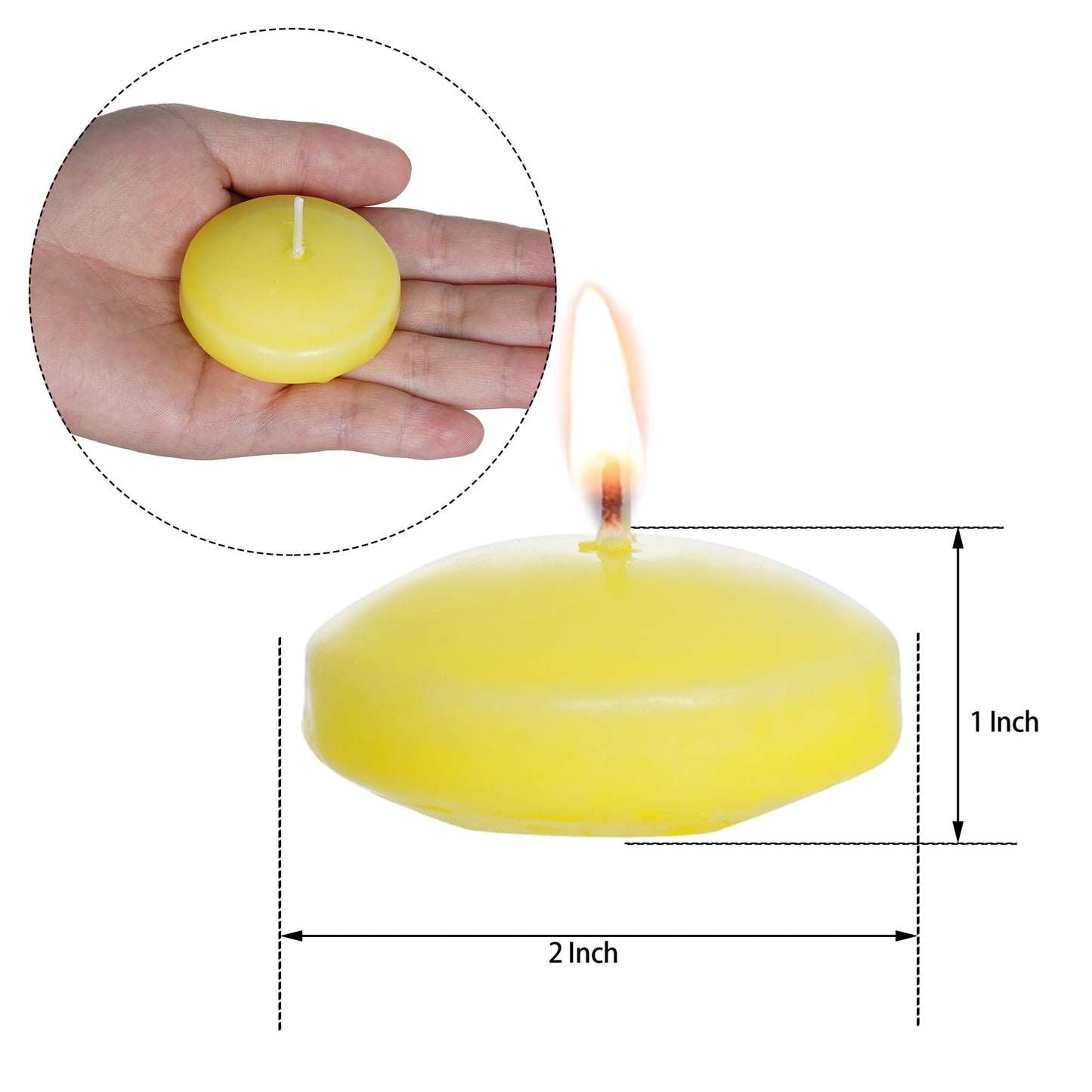Floating Candles Centerpieces - 20 Pack 2 Inch Floating Candles for Centerpieces, Nice for Halloween, Christmas, Thanksgiving, New Year & More - Good for Home Decor & Centerpieces (Yellow)