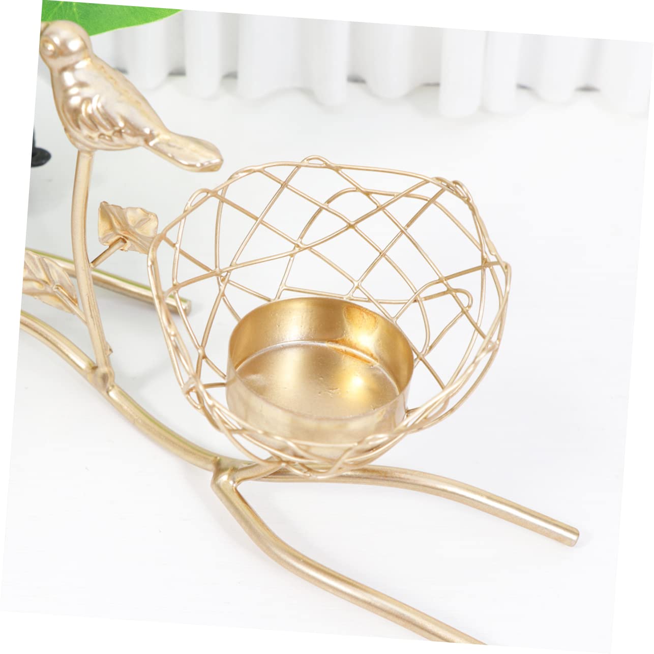 Hoement Iron Candle Holder Bird Branch Tray Candlestick Wedding Decor Decorative Candlesticks for Home