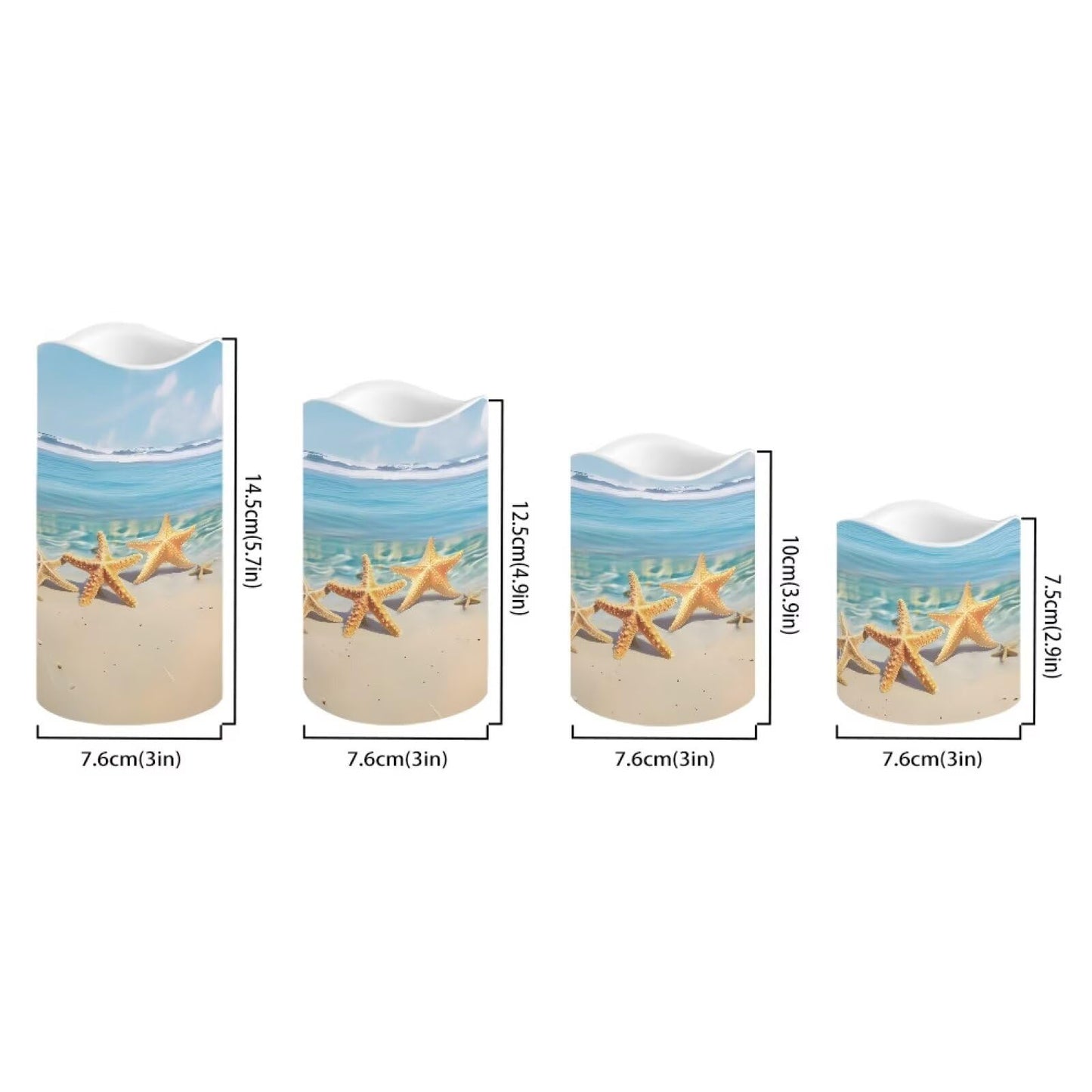 Cozeyat Starfish LED Pillar Candles 4 Pack Color Changing Battery Operated Flameless with Remote Control Timer for Wedding Birthday Home Garden