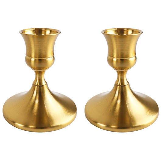 Vintage Brass Gold Taper Candle Holders Set of 2, Metal Candlestick Holders Elegant Handcrafted Décor for Weddings, Dining & Meditation,Table Centerpiece, Party, Christmas Decoration or Home Decor