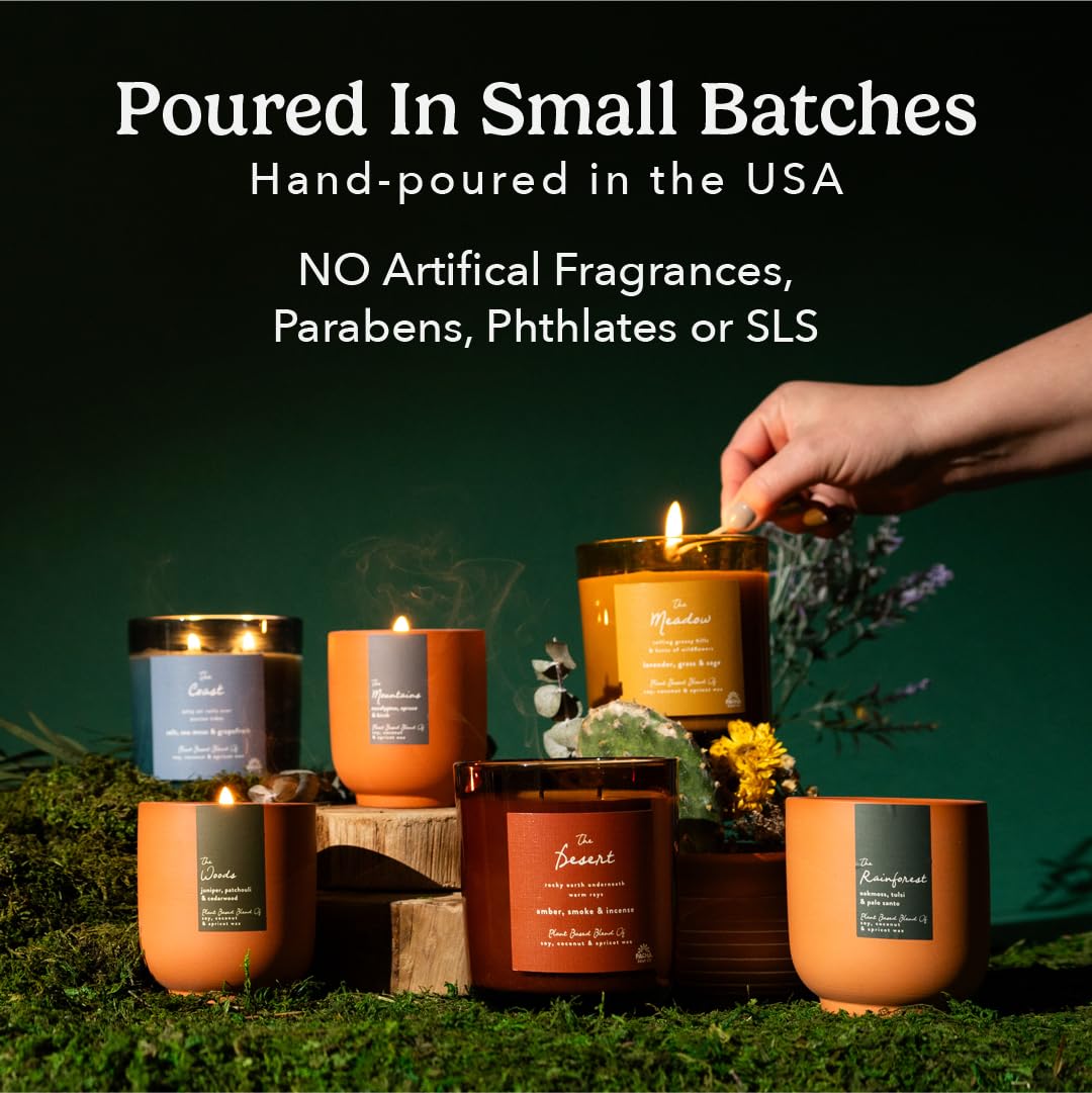 PACHA SOAP Co. Origins & Elements Candle Collection, The Desert, 12 oz - Scents of Amber, Smoke & Incense - Clean Burning, Soy, Coconut & Apricot Wax, Lead-Free Wick, Cruelty-Free, Recyclable