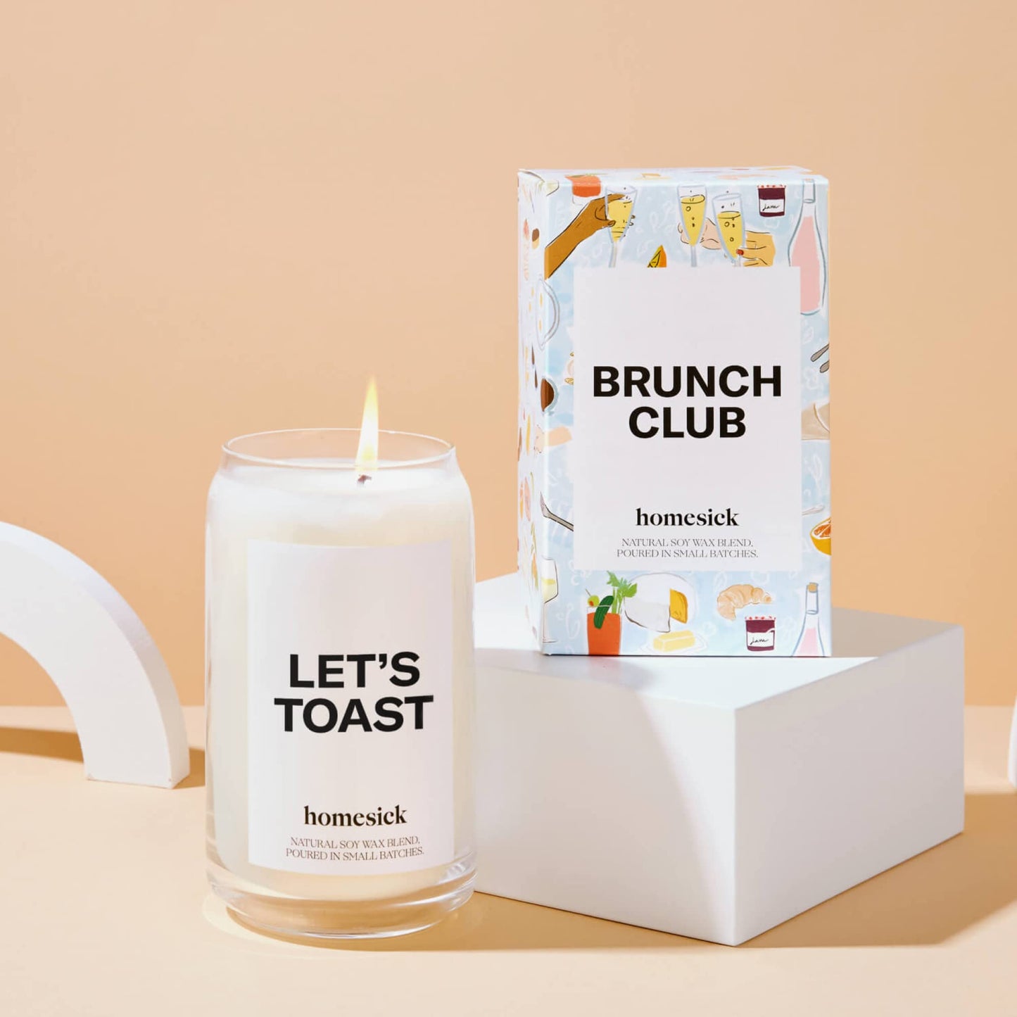 Homesick Scented Candles for Home (Brunch Club) - 13.75 oz Long-Lasting Soy Wax Blend Jar Candle Gifts for Women & Men, 60-80 Hours Burn Time - Notes of Pomegranate Juice, Wild Berries & Prosecco