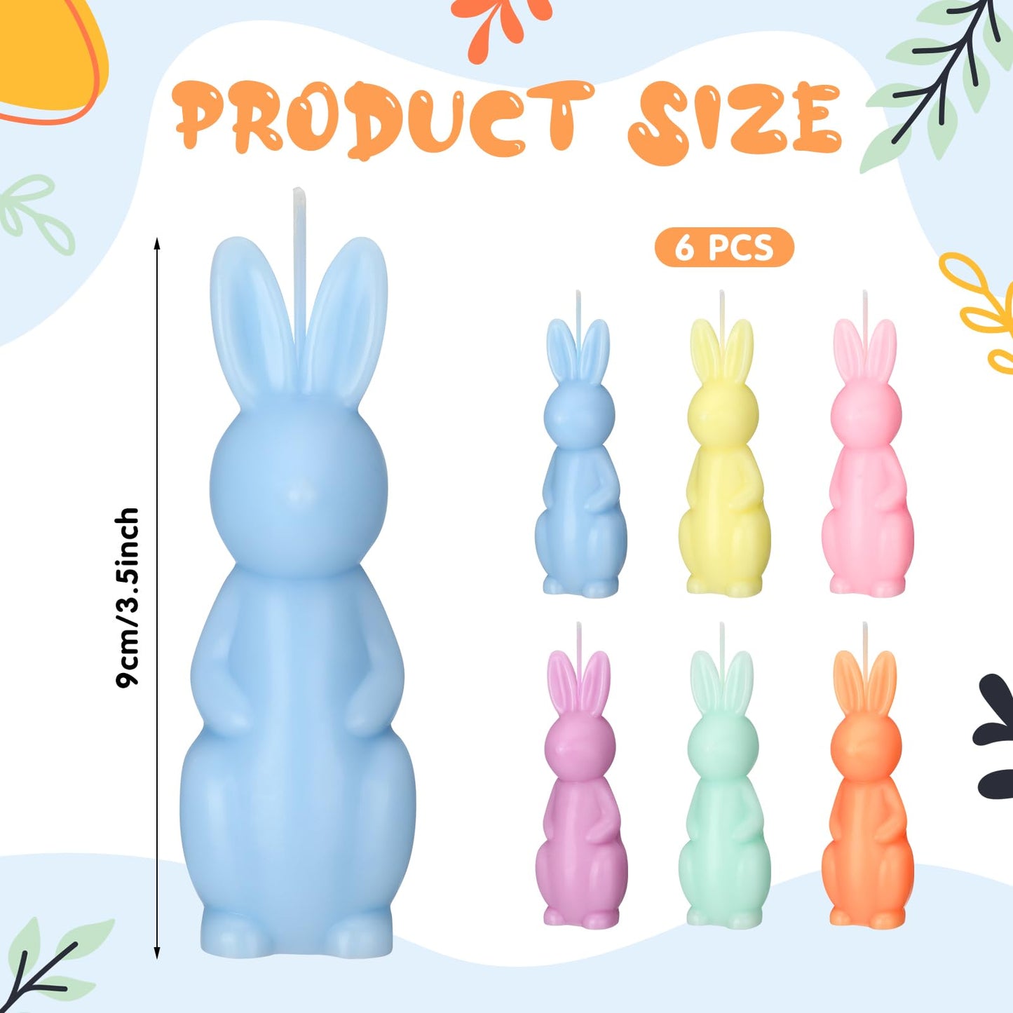 DoubleFill 6 Pcs Easter Bunny Candle Mini Pastel Easter Candles Cute Bunny Decorations Spring Rabbit Table Home Decor for Spring Party Favors Decoration Centerpiece