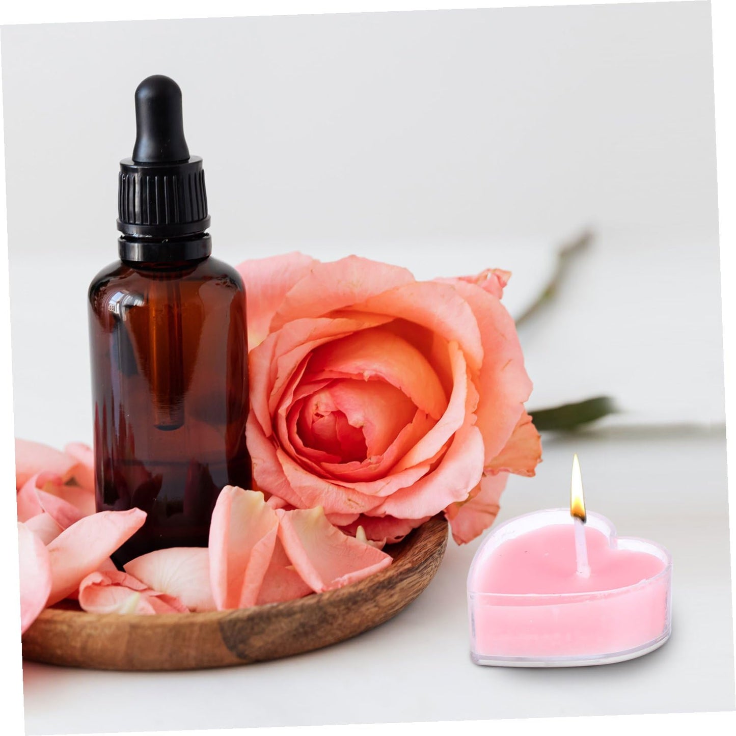 VALICLUD 9Pcs Heart Shaped Scented Tea Light Candles Romantic Paraffin Wax for Wedding Christmas Home Decor with Tealight Holder Long Burning Pink Rose Fragrance
