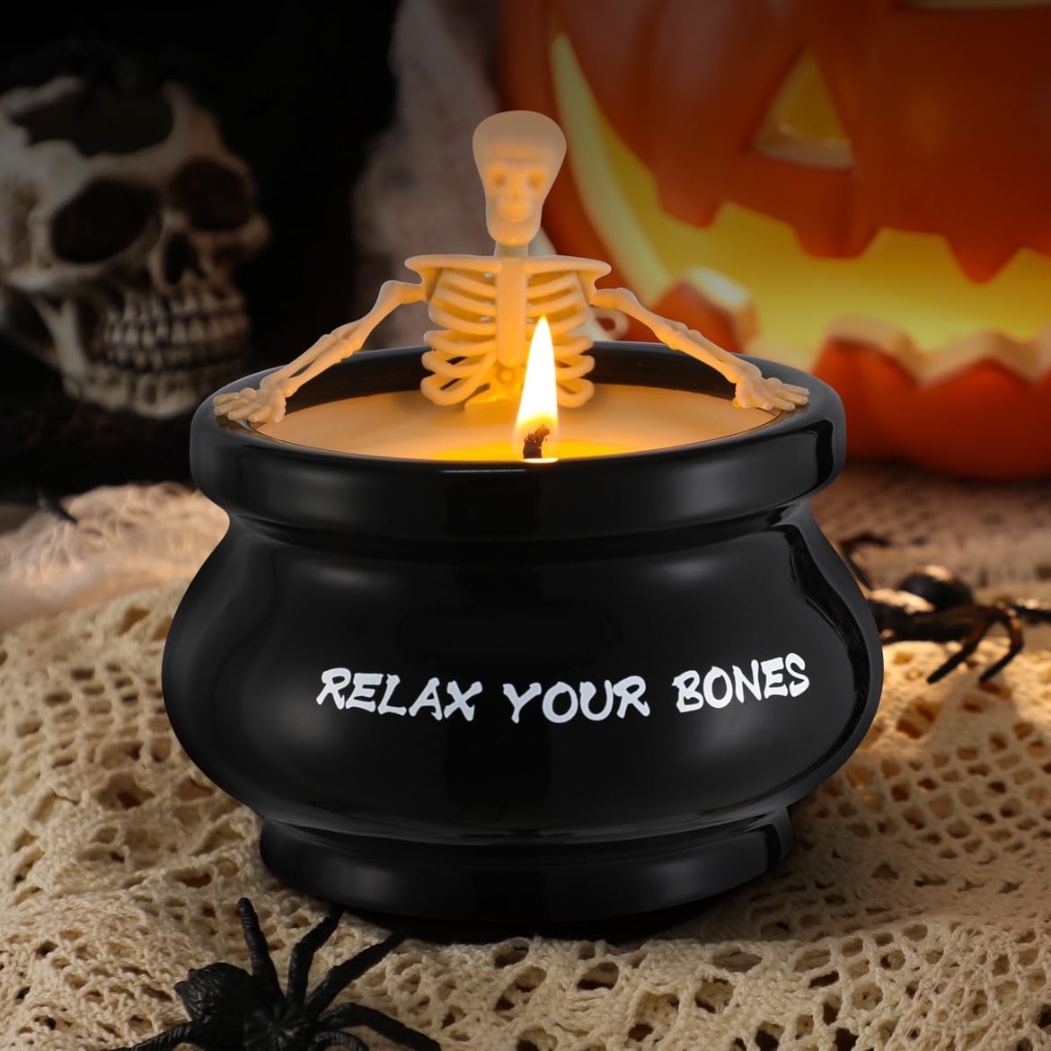 Skeleton Candle Halloween Decorations Indoor, Halloween Skeleton Candles for Gothic Party, Holiday Gift, Home Decor Indoo, Gag Birthday White Elephant Gifts Witchy Gifts for Women Men Friends